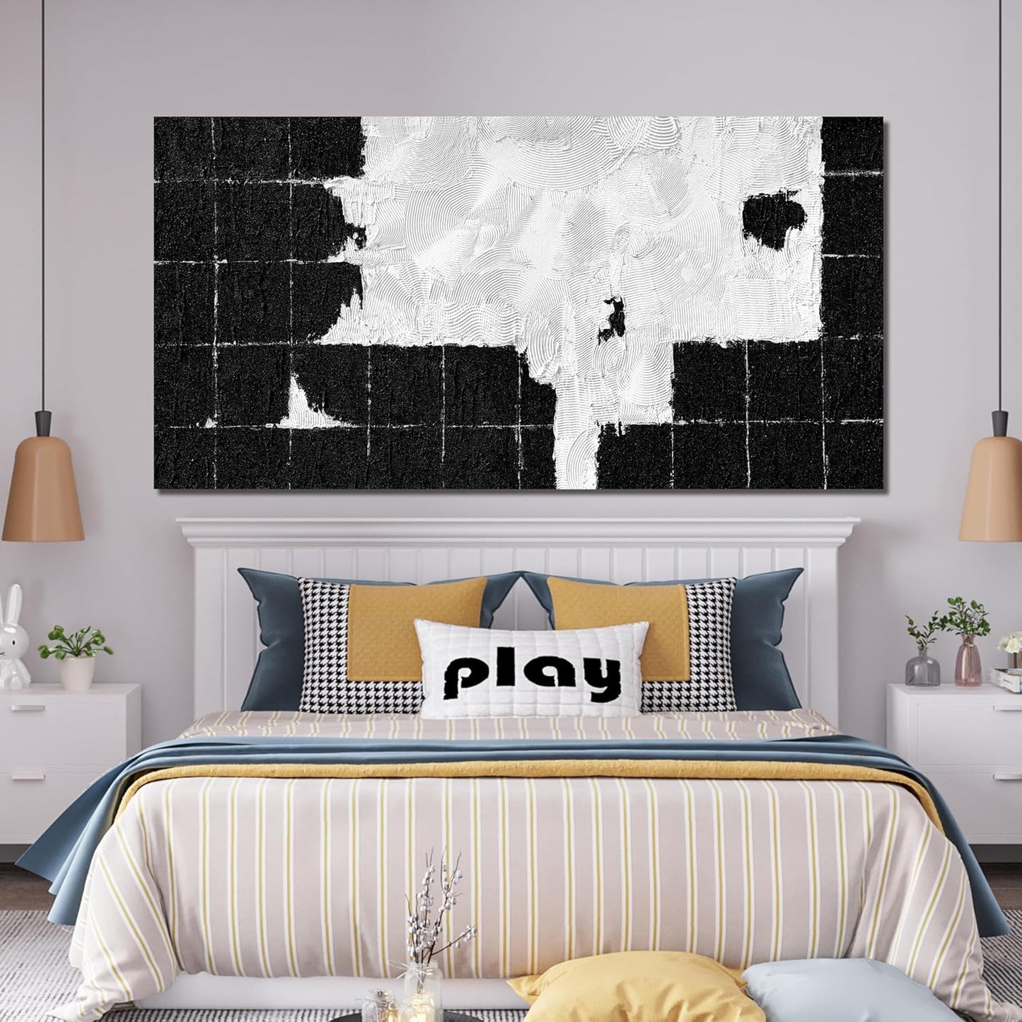 Canvas Wall Art Decor Wall Art Pictures for Living Room Black and White Wall Art Prints Large Modern Abstract Wall Art Abstract Canvas Art Wall Decor Artwork for Walls Bedroom Office Decor 29" X 58"