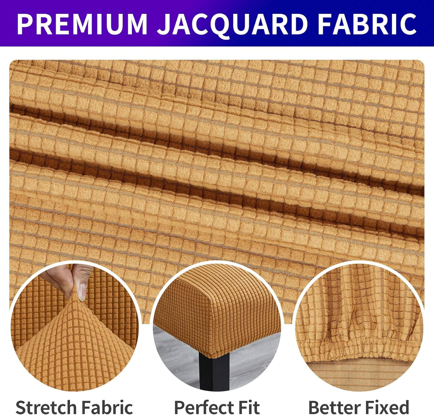 Howhic Stretch Chair Covers for Dining Room Set of 4, Removable Washable Dining Room Chair Covers, Dining Chair Slipcovers Seat Protector, Great Home Decor and Banquet Upholstery (Gold, 4 Pack)