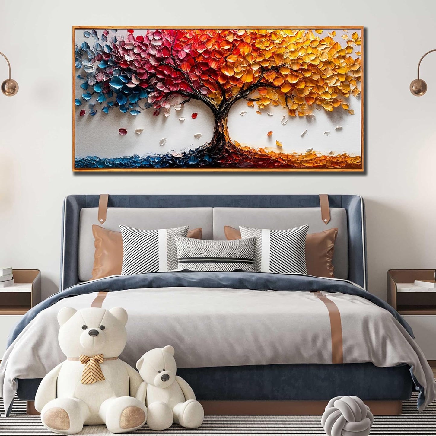 Tree of Life Poster for Office - Colorful Tree Wall Decor for Living Room - Wooden Framed Wall Art for Bedroom Size 29" x 59"