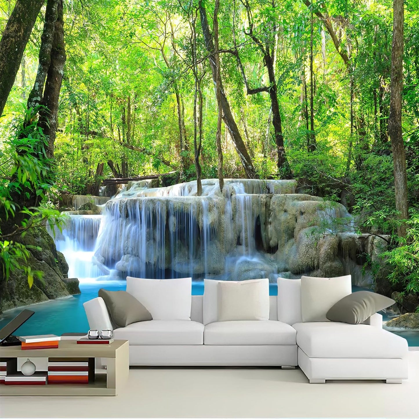 FENDROM Waterfall Tapestry Nature Stone River Forest Scenery Theme Print Landscape Jungle Wall Hanging for Living Room Party Beach Picnic Blankets Tablecloths Wall Decor