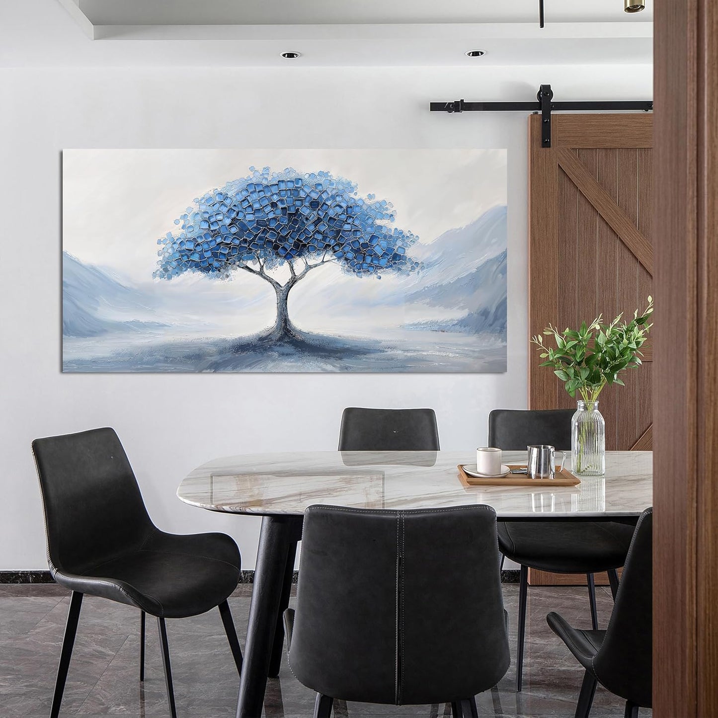 Canvas Wall Art Decor Wall Art Pictures for Living Room Abstract Canvas Art Wall Decor Tree of Life Wall Art Prints Blue White Wall Art Decorations Artwork for Walls Bedroom Home Decor 20" X 40"