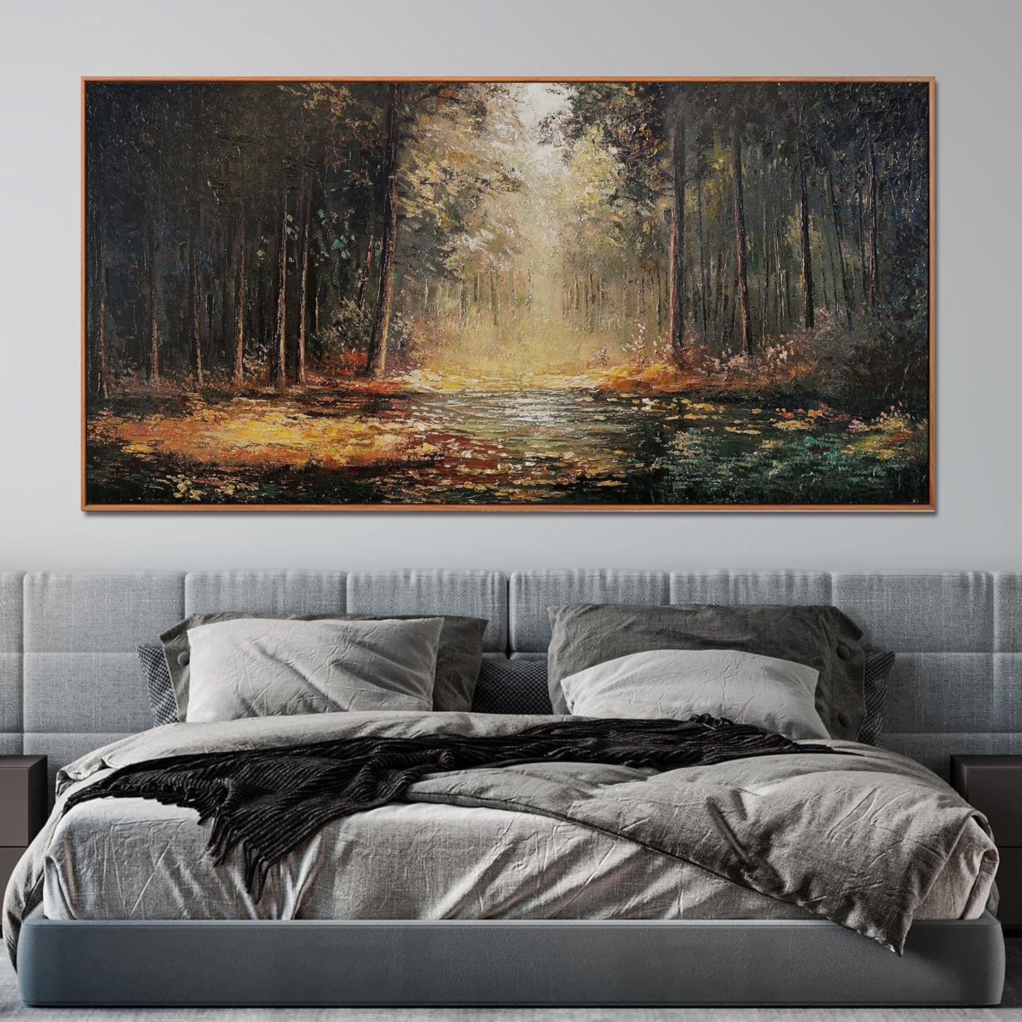 Large Canvas Wall Art Decor Wall Art Pictures for Living Room Art Work for Wall Decor Landscape Natural Wall Art Decoration Framed Yellow Forest Wall Art Prints Bedroom Office Aesthetic Decor 29"x58"