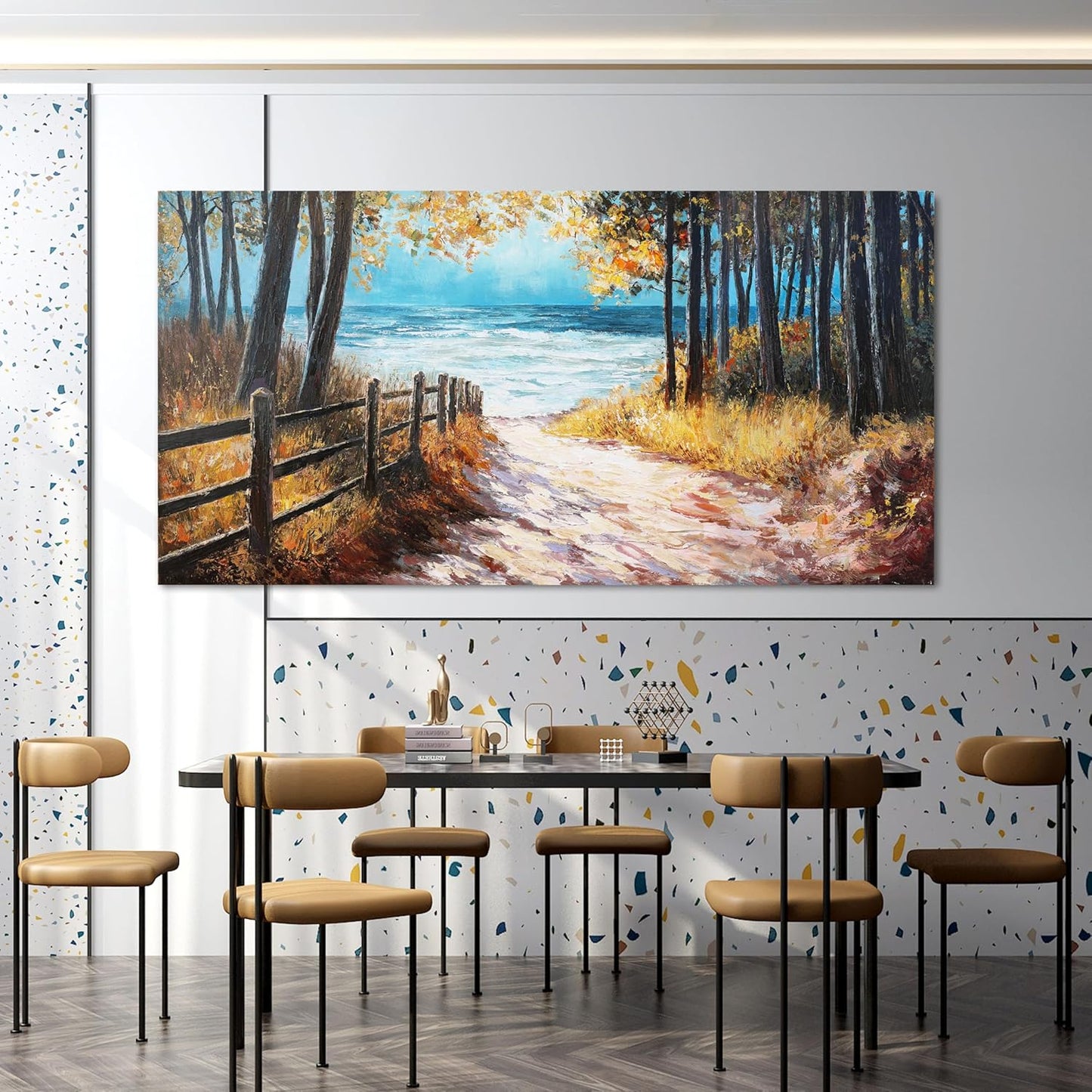 Canvas Wall Art Decor Artwork for Walls Large Coastal Beach Wall Art for Living Room Nature Landscape Forest Wall Art Decor Canvas Modern Art Wall Decor Prints for Home Office Room Wall Decor 29"X58"