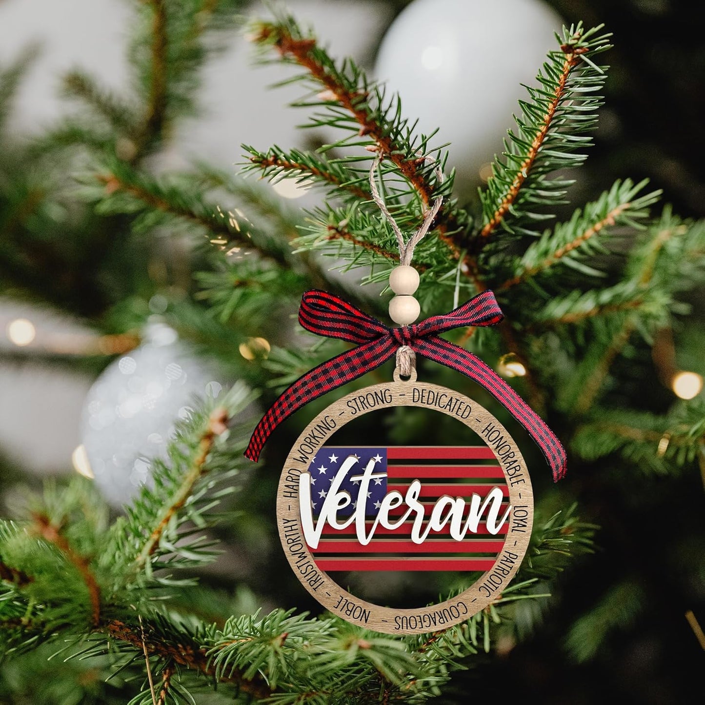 Veteran Ornaments - Veteran Gifts for Men - Military Christmas Ornament - Military Ornaments for Christmas Tree - Wooden Ornament