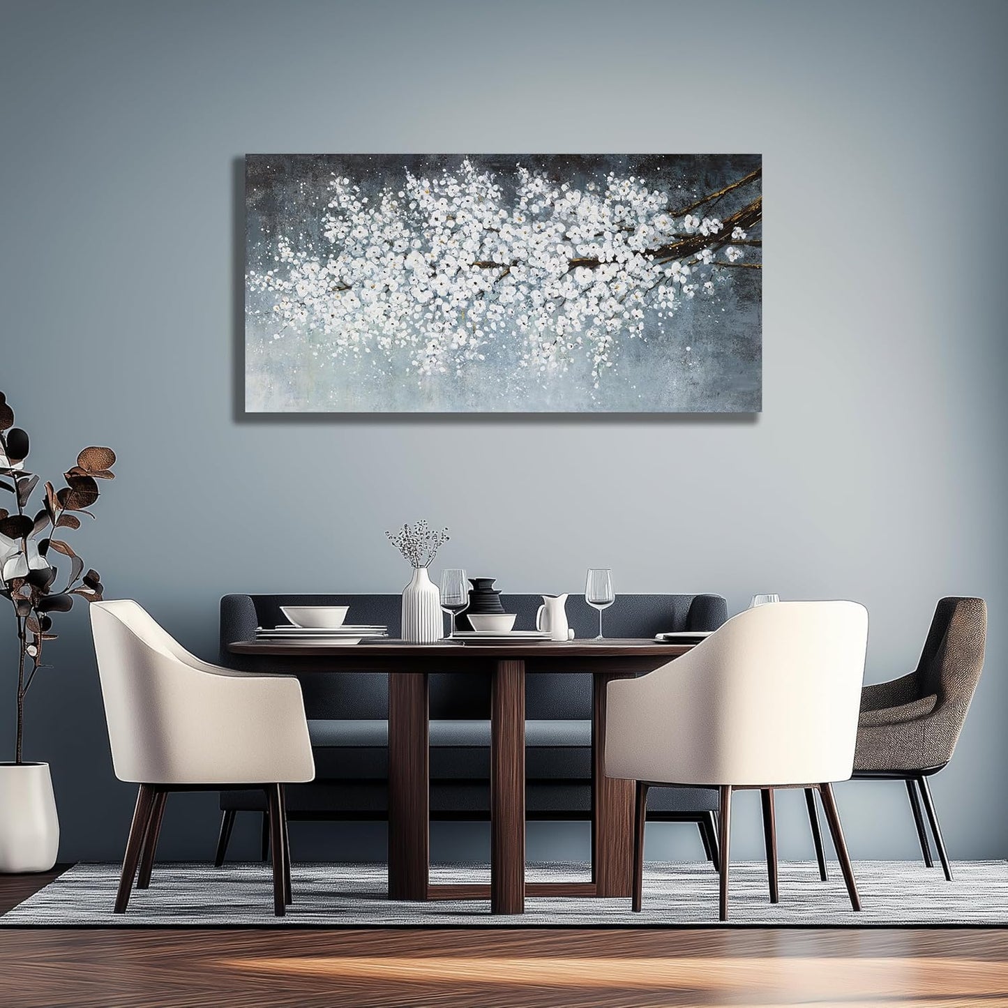 Belmrxne Flower wall White and Black Wall Art Wall Decor aesthetic Maximalist Decor Artwork for Living Room Bedroom Dining Room Office Home Decor 20x40 inch