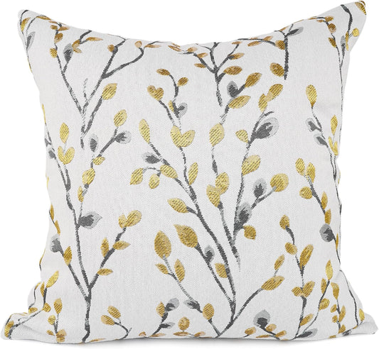 YOUR SMILE Classical Embroidery Jacquard Yellow/Gold Square Decorative Throw Pillow Case Cushion Cover 18x18 inch