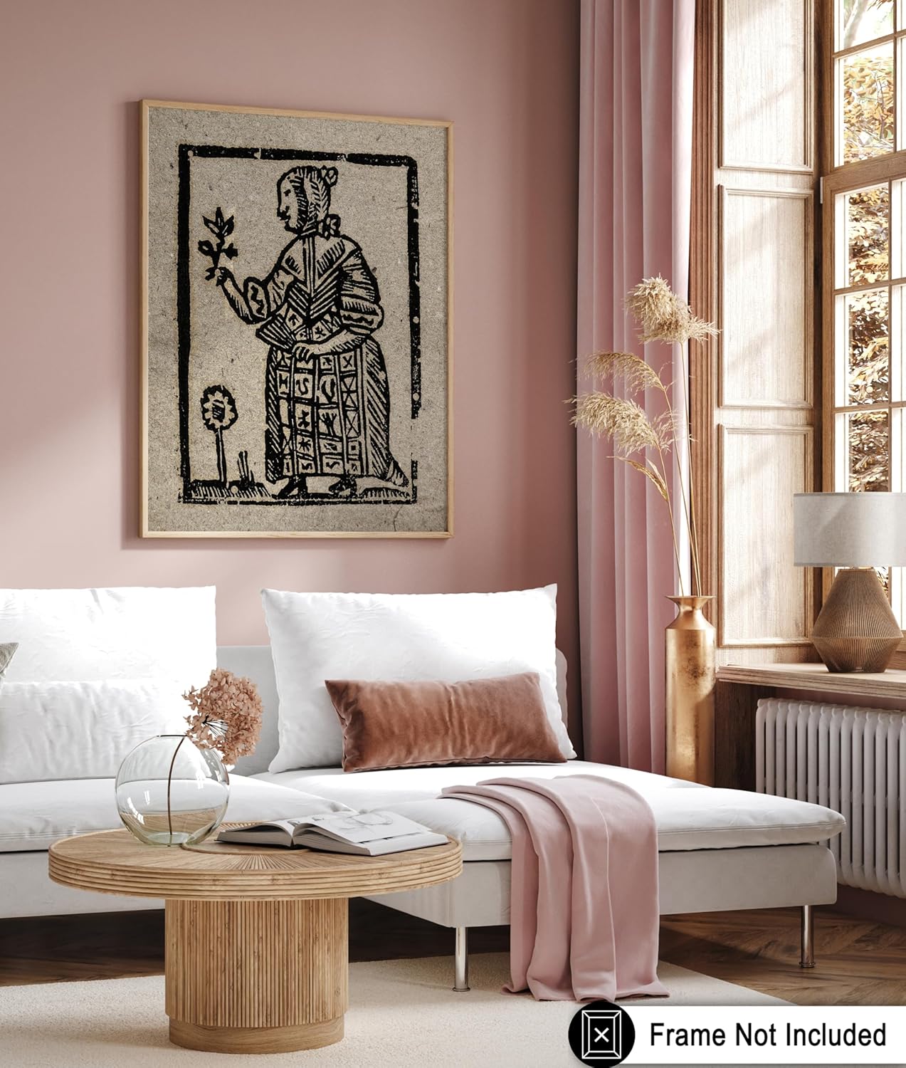 Poster Master Vintage Woodcut Poster - Retro Medieval Print - 16x20 UNFRAMED Wall Art - Gift for Gothic, Horror Fan - Witch Holding a Plant, Magic, Spell, Herbalist - Wall Decor for Bedroom, Dorm