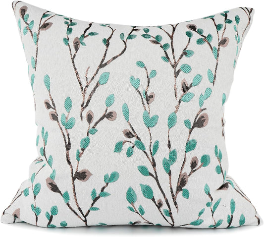 YOUR SMILE Classical Embroidery Jacquard Green Square Decorative Throw Pillow Case Cushion Cover 18x18 inch