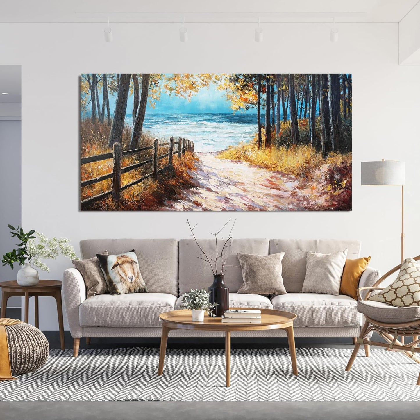 Canvas Wall Art Decor Artwork for Walls Nature Landscape Wall Art Decor Coastal Beach Forest Wall Art for Living Room Canvas Modern Art Wall Decor Prints Art Work for Home Office Wall Decor 24" X 48"
