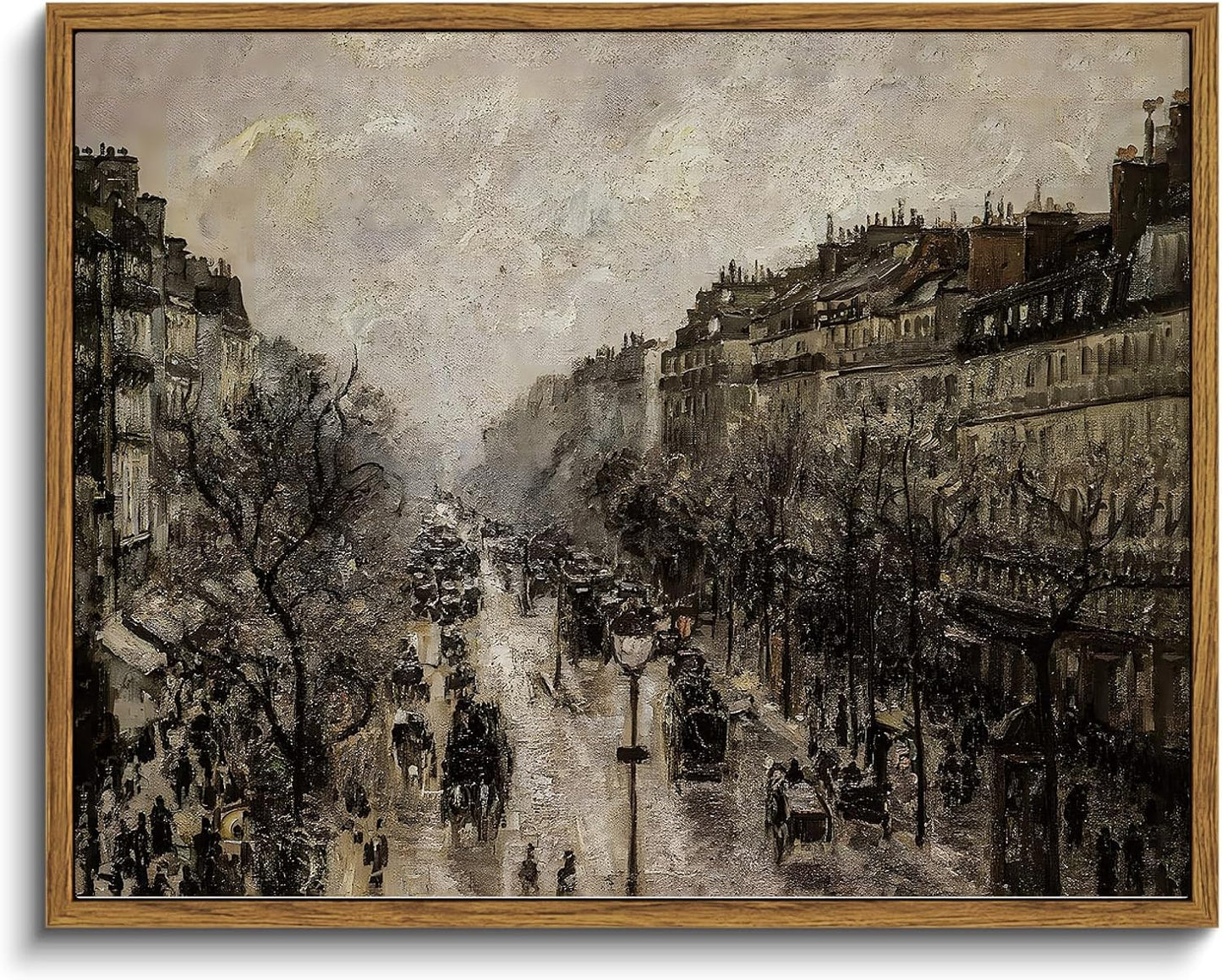 VIYYIEA Framed Canvas Wall Art Home Decor for Living Room Classical Cityscape Artwork Vintage Oil Painting Prints Parisian Street Wall Decor Bathroom Wall Pictures Farmhouse Office Home Decor 11x14in