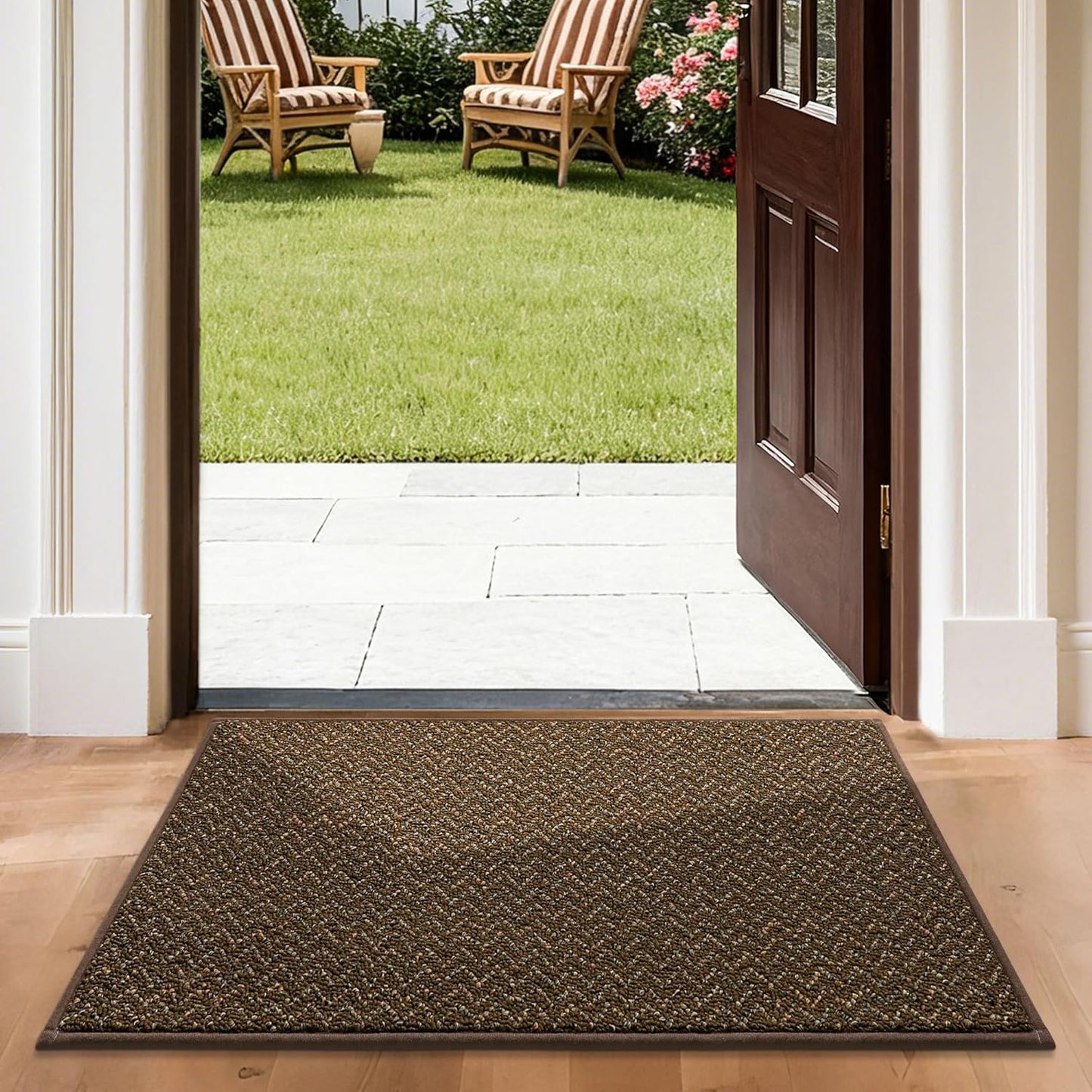 COSY HOMEER-Door-Mat 24"x36" Non Slip Absorbent Entryway Rugs Dirt Trapper Doormats Washable Entrance Mats Low Pile Welcome Floor Mat for Front Back Door and Entry Mats,Brown