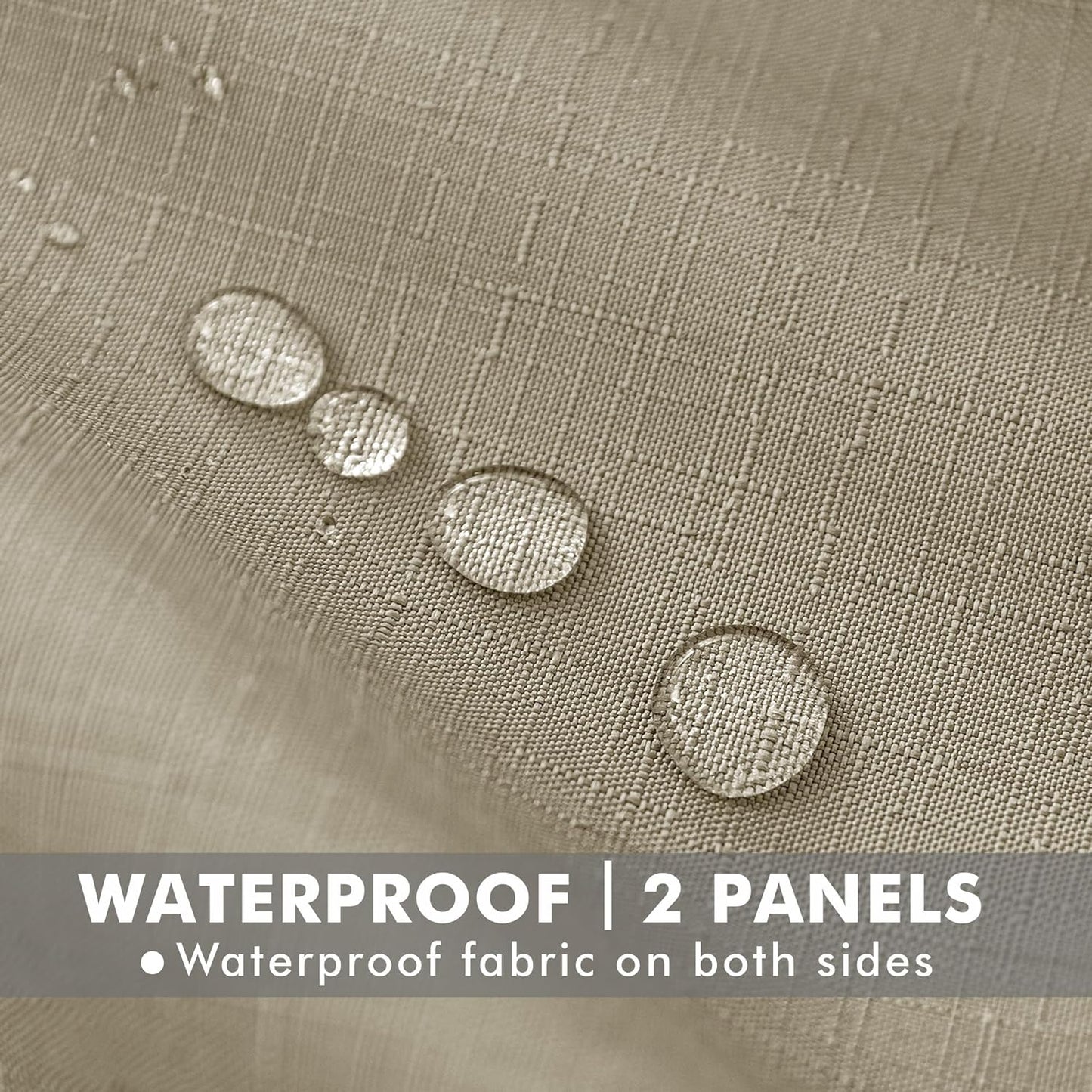 HolidayIdeas 4 Panels Linen Outdoor Curtains for Patio Waterproof Taupe Outside Curtains 110"x95"-Gazebo Wide Curtains Weighted Weatherproof, Privacy for Pergola, Porch, Cabana, Deck, Sunroom