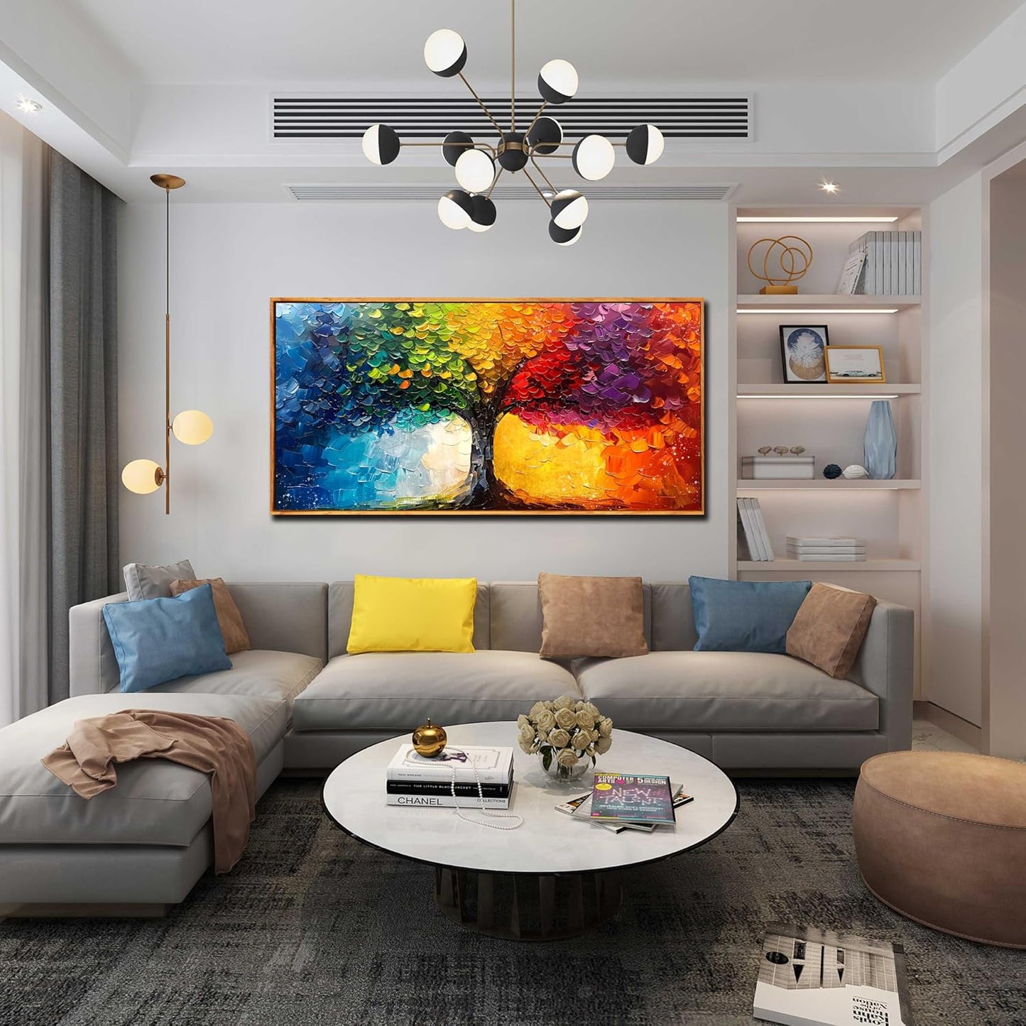 ZHAOSHOP Tree Canvas Wall Art for Bedroom - Colorful Paintings for Wall with Wooden Frames Ready to Hang Size 29" x 59"