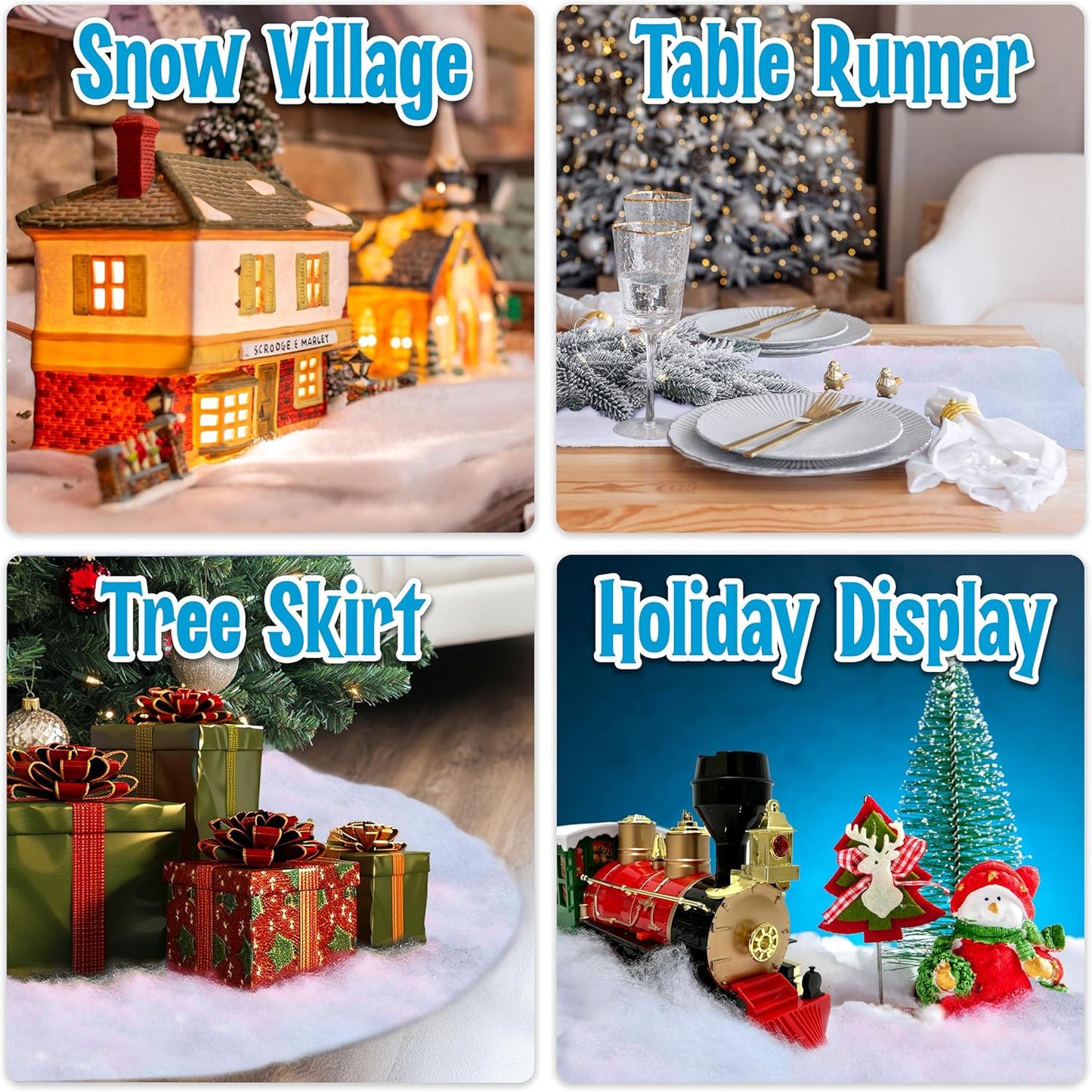 Fake Snow Blanket Roll for Christmas Village Displays, Christmas Tree Deocration, Snow Party Table Runner - Thick Fluffy Faux Snow Backdrop Winter Wonderland Artificial Snow Blanket Cover (2.6x7.8 ft)