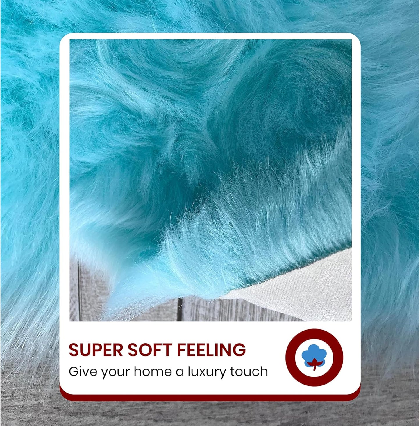 LAMBZY Faux Sheepskin Super Soft Hypoallergenic Free Shape Silky Shag Rug, Luxury Shaggy Plush Carpet for Bedrooms Living Kids Room Sofa Rugs (Blue, Duo Decto 12 Pelts 6'x12')