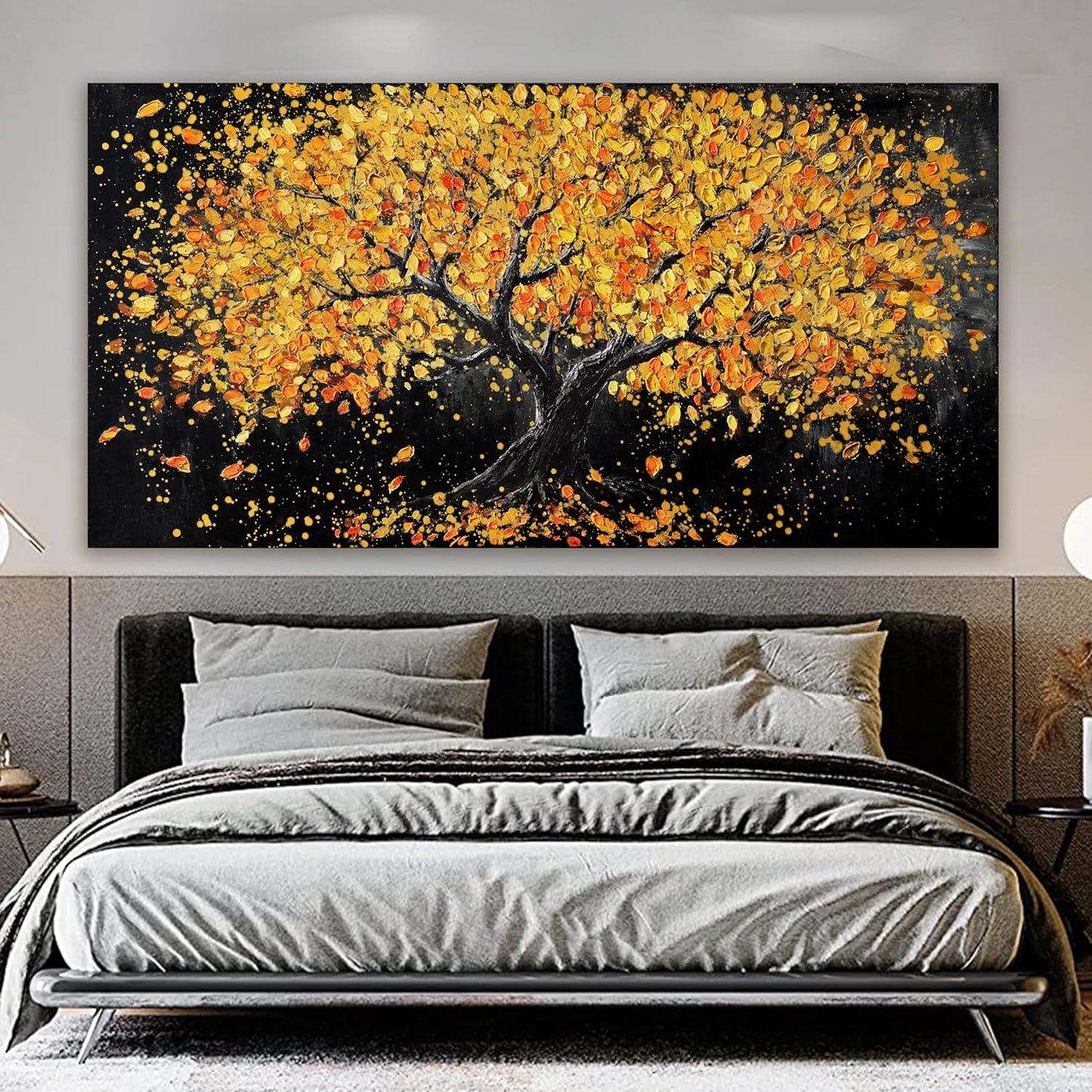 Canvas Wall Art Decor Large Wall Art Pictures for Living Room Artwork for Walls Black and Gold Wall Art Decor Tree of Life Wall Art Modern Wall Art Prints Art Work for Home Office Wall Decor 29" X 58"