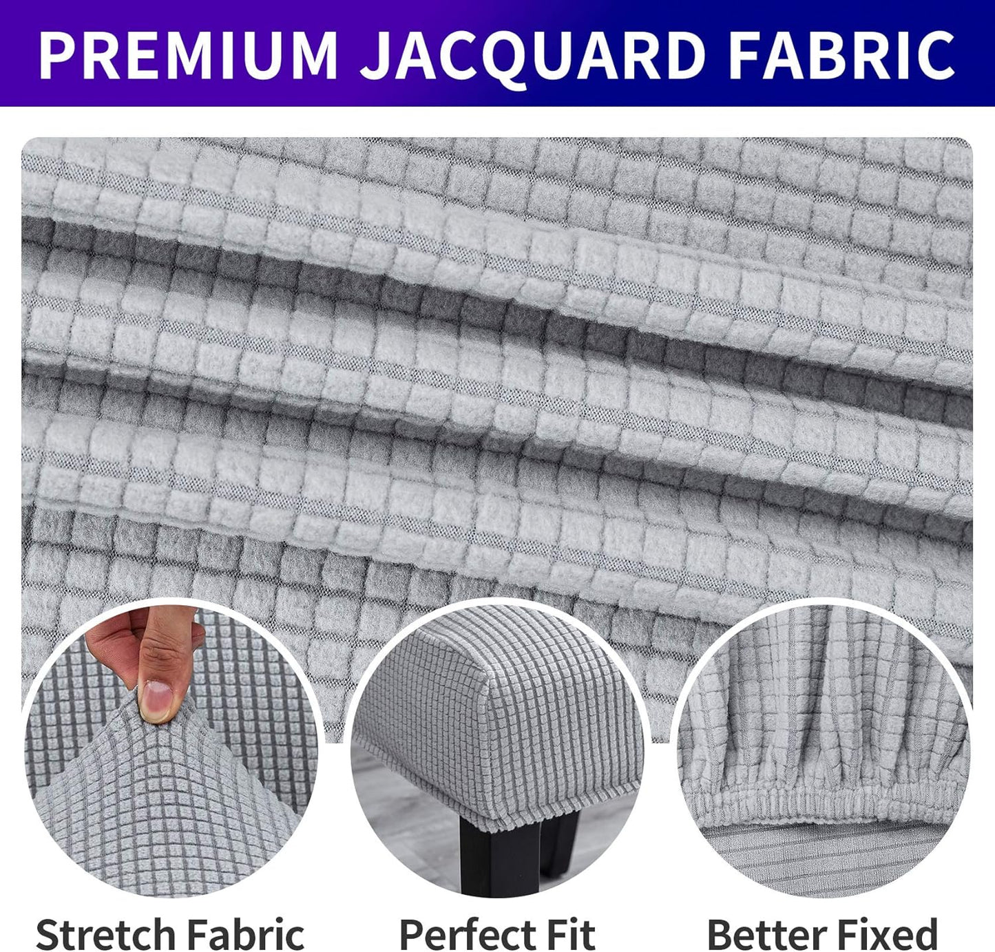 Howhic Stretch Chair Covers for Dining Room Set of 2, Removable Washable Dining Room Chair Covers, Dining Chair Slipcovers Seat Protector, Great Home Decor and Banquet Upholstery (Sliver, 4 Pack)