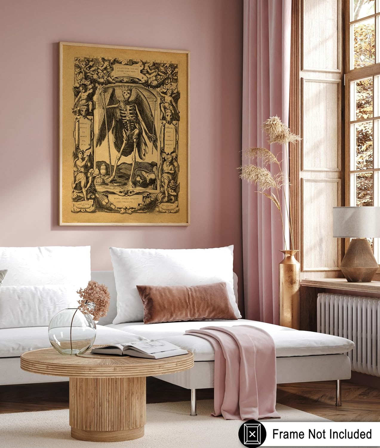 Poster Master Vintage Angel of Death Poster - Grim Reaper Print - Halloween Art - Mirror of Human Life Art - Gift for Men & Women - Gothic Decor for Living Room or Bedroom - 16x20 UNFRAMED Wall Art