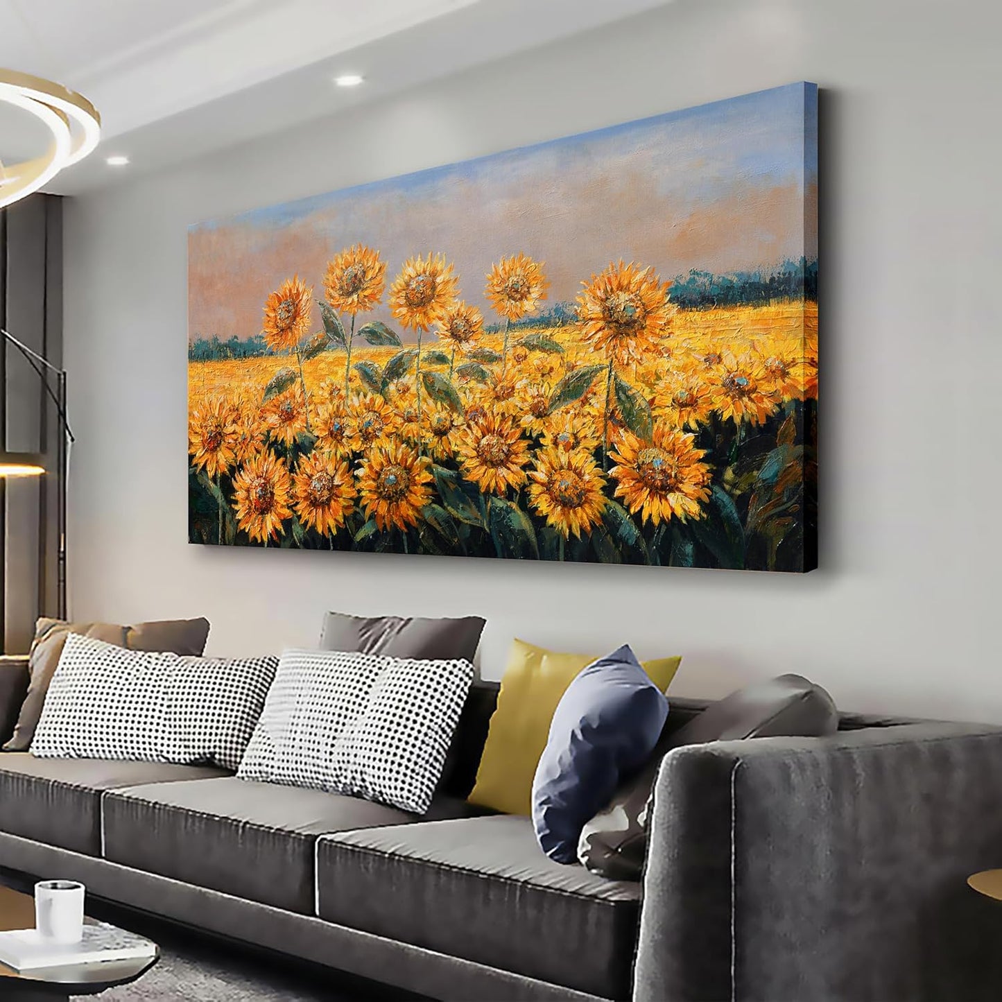 Yuaxker Flowers Canvas Wall Art Sunflower Flower Canvas Painting Yellow Aesthetic Wall Decor Artwork for Living Room Bedroom Dining Room Office Home Decor 20x40inch