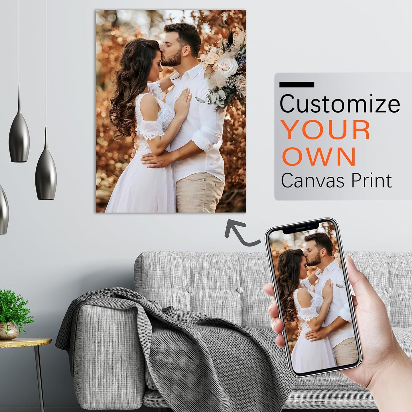 YUNART Ship Next Day - Custom Canvas Prints with Your Photos, Personalized Canvas with Pictures Print for Wall Art Bedroom, Customized Photo Gifts for Couple Men Women Mom Baby Dog Family - 20"x24"