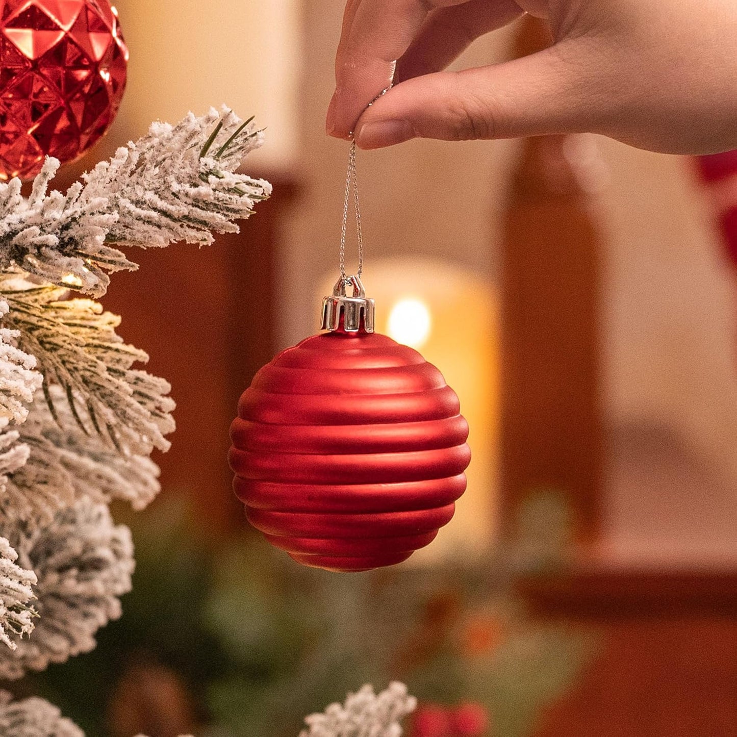 Valery Madelyn Christmas Ornaments Tree Decorations Set for Fall Halloween, 24ct Red Shatterproof Ball Ornaments, 2.36" Hanging Ornament Bulk for Xmas Holiday Party Decor