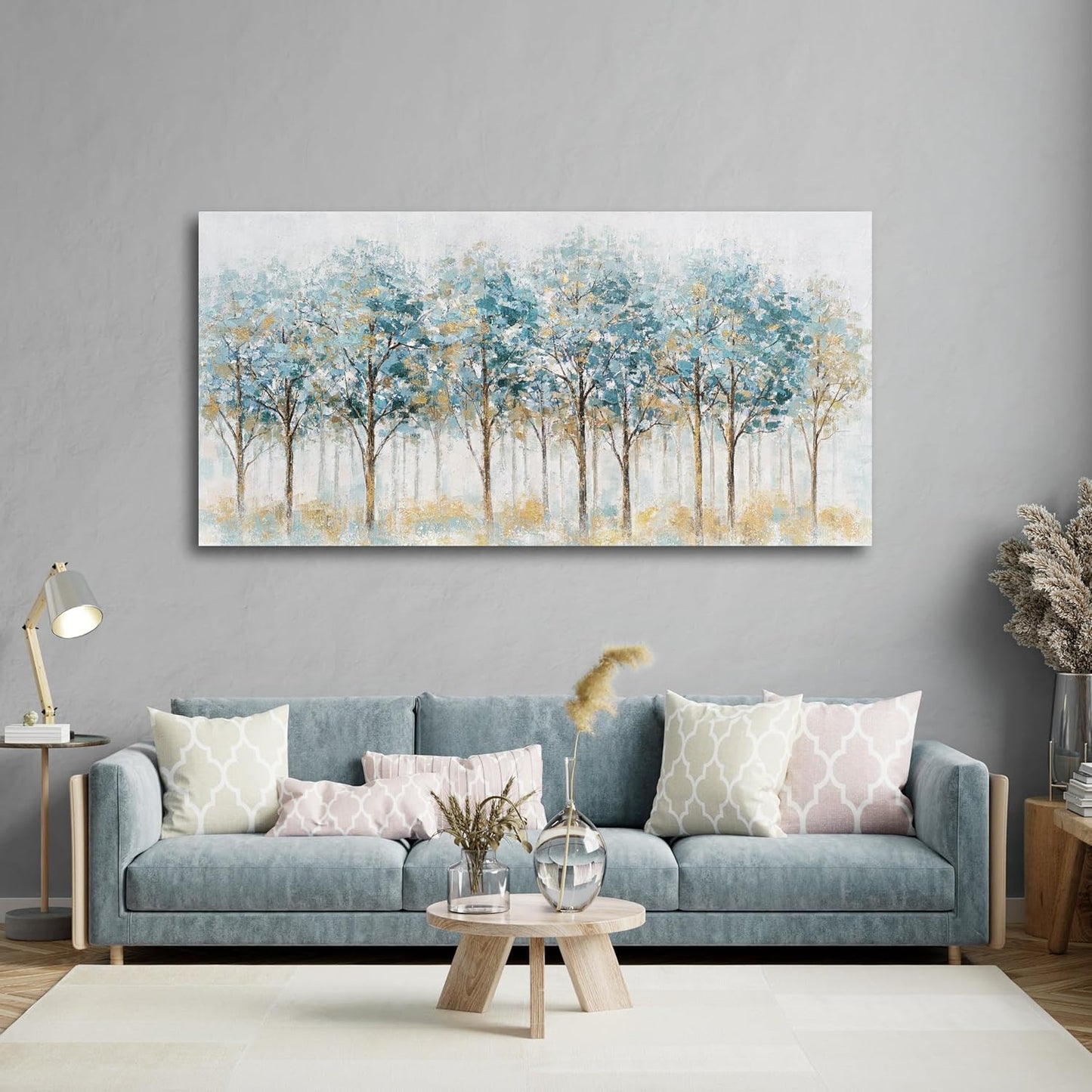 Belmrxne Tree Wall Art Blue and Black Wall Decor Trendy Canvas Painting Designer Artwork for Living Room Bedroom Dining Room Office Home Decor 24x48 inch