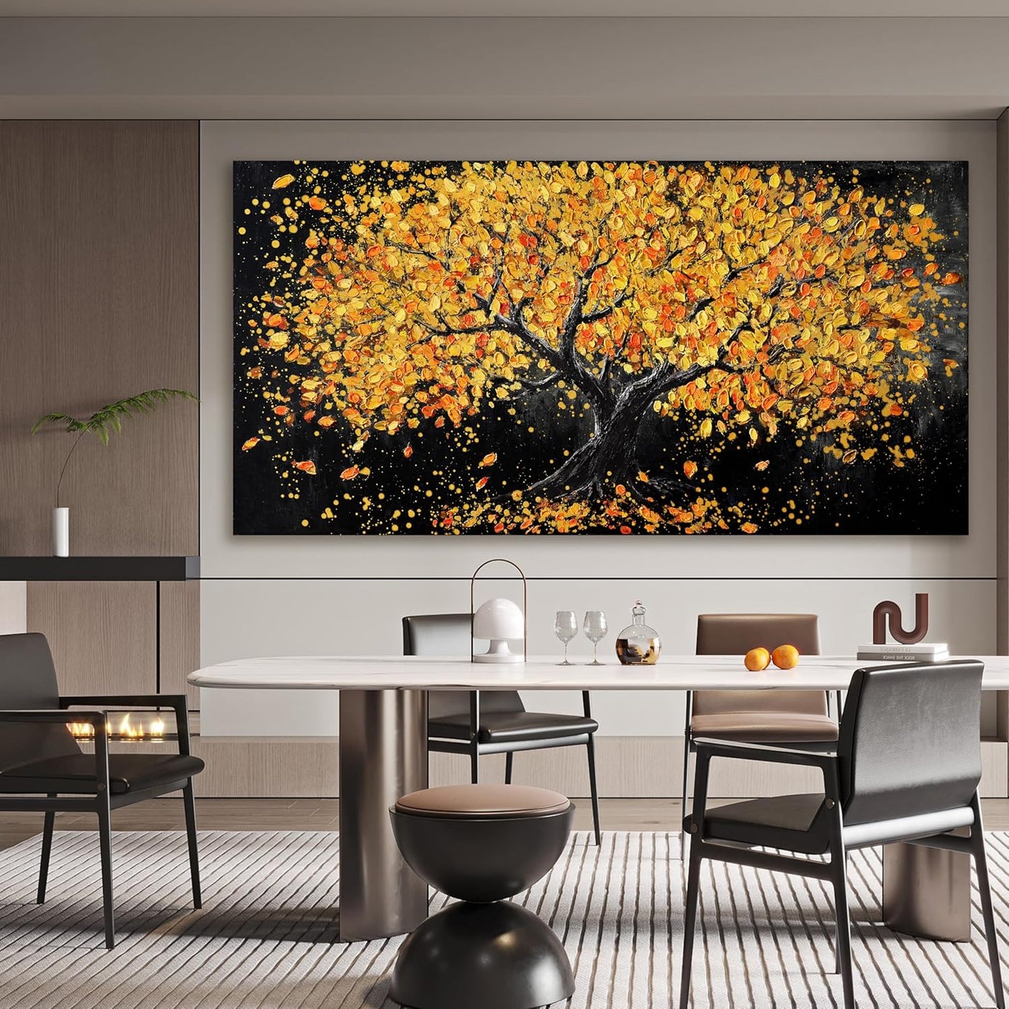 Canvas Wall Art Decor Large Wall Art Pictures for Living Room Artwork for Walls Black and Gold Wall Art Decor Tree of Life Wall Art Modern Wall Art Prints Art Work for Home Office Wall Decor 29" X 58"