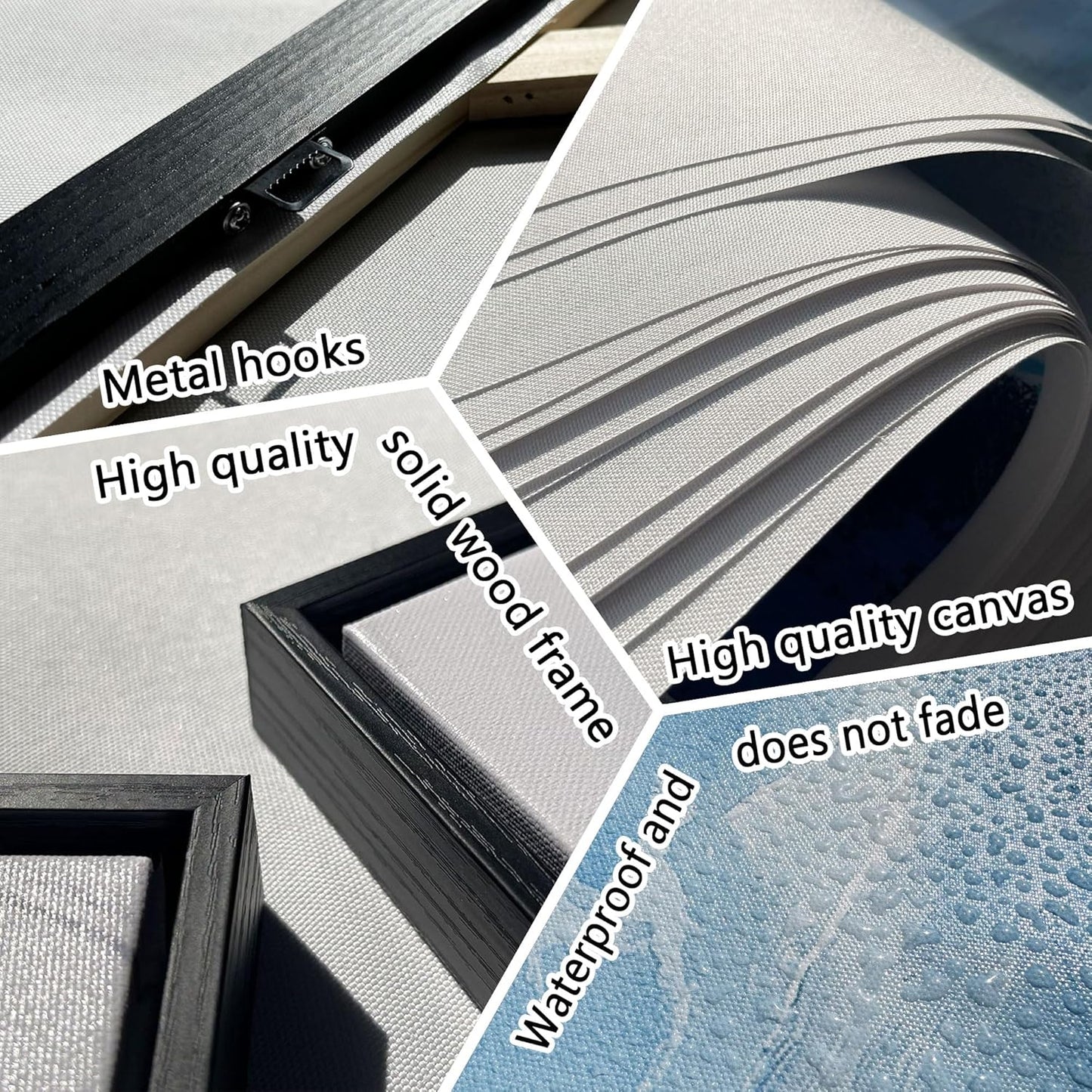 QZQCBLC Black and White Floral Wall Art, Abstract Lotus Flower Framed Canvas Painting White Gold Petals Modern Pictures Artwork for Living room Bedroom kitchen Bathroom Home Office Decor 20x40 IN