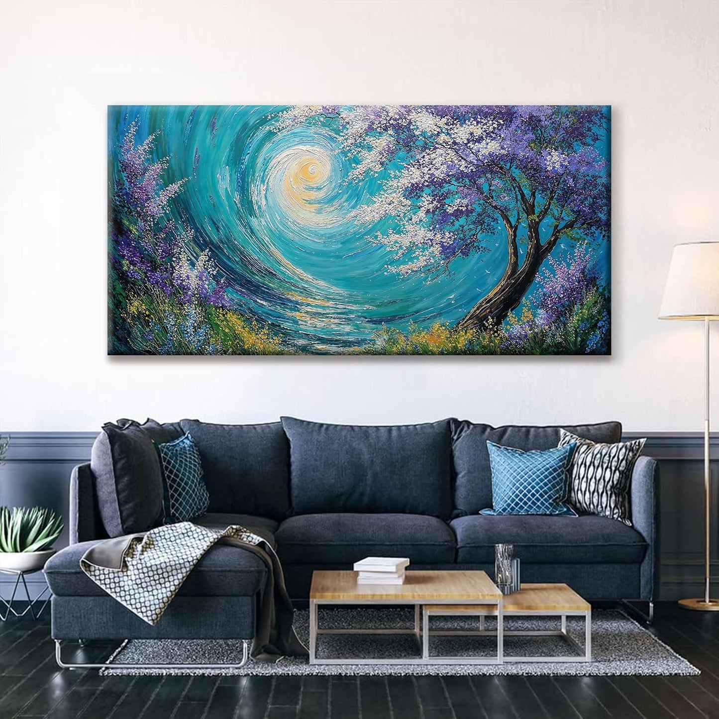 Abstract Wall Art For Living Room Decorations Large Purple Tree Abstract Wall Decor Canvas Art Wall Decor Picture For Bedroom Kitchen Office Home Artwork 29 X 58 Inch