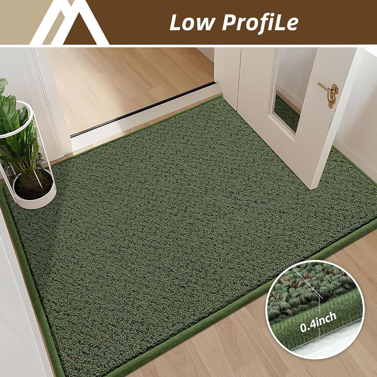 COSY HOMEER-Door-Mat 24"x36" Non Slip Absorbent Entryway Rugs Dirt Trapper Doormats Washable Entrance Mats Low Pile Welcome Floor Mat for Front Back Door and Entry Mats,Green