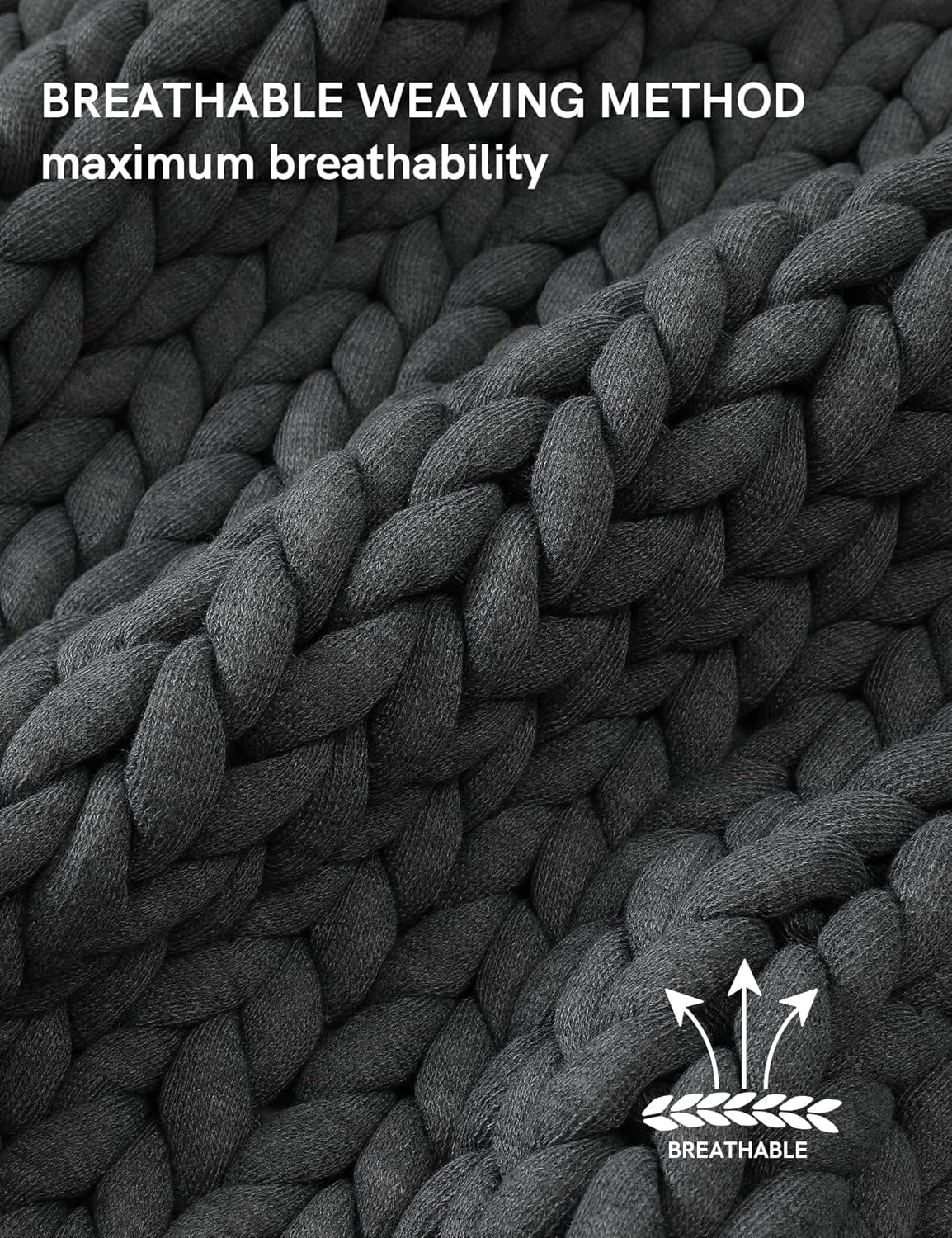 YnM Chunky Throw Blanket, Medium-Weight, Hand Knitted, Skin Friendly, Ventilated and Breathable, Machine Washable, Home Décor Piece for Couch, Sofa and Bed (Charcoal Grey, 50x70 Inch)