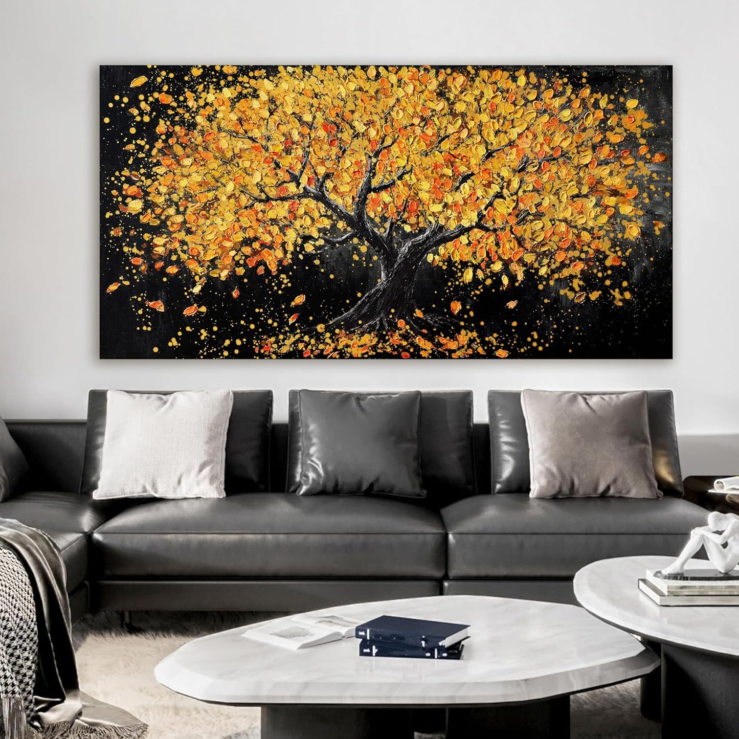 Canvas Wall Art Decor Large Wall Art Pictures for Living Room Artwork for Walls Black and Gold Wall Art Decor Tree of Life Wall Art Modern Wall Art Prints Art Work for Home Office Wall Decor 29" X 58"