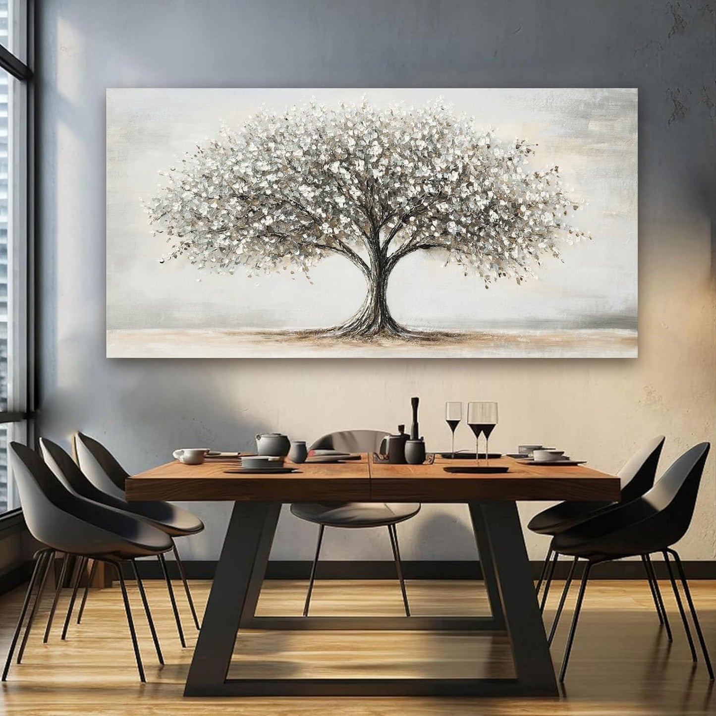 Canvas Wall Art Decor Tree of Life Wall Art Modern Large Black and White Wall Art Prints Canvas Art Decor Large Artwork for Walls Pictures for Living Room Home Office Wall Decor 29"X58"