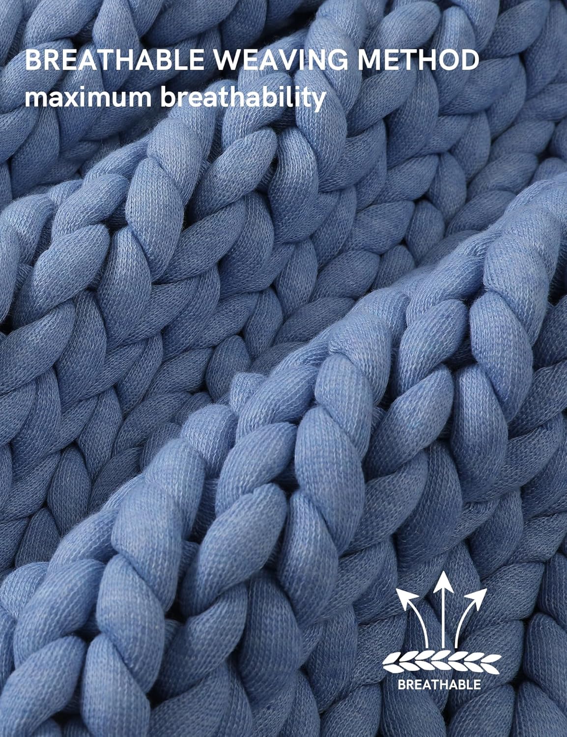 YnM Chunky Throw Blanket, Medium-Weight, Hand Knitted, Skin Friendly, Ventilated and Breathable, Machine Washable, Home Décor Piece for Couch, Sofa and Bed (Cerulean Blue, 50x70 Inch)