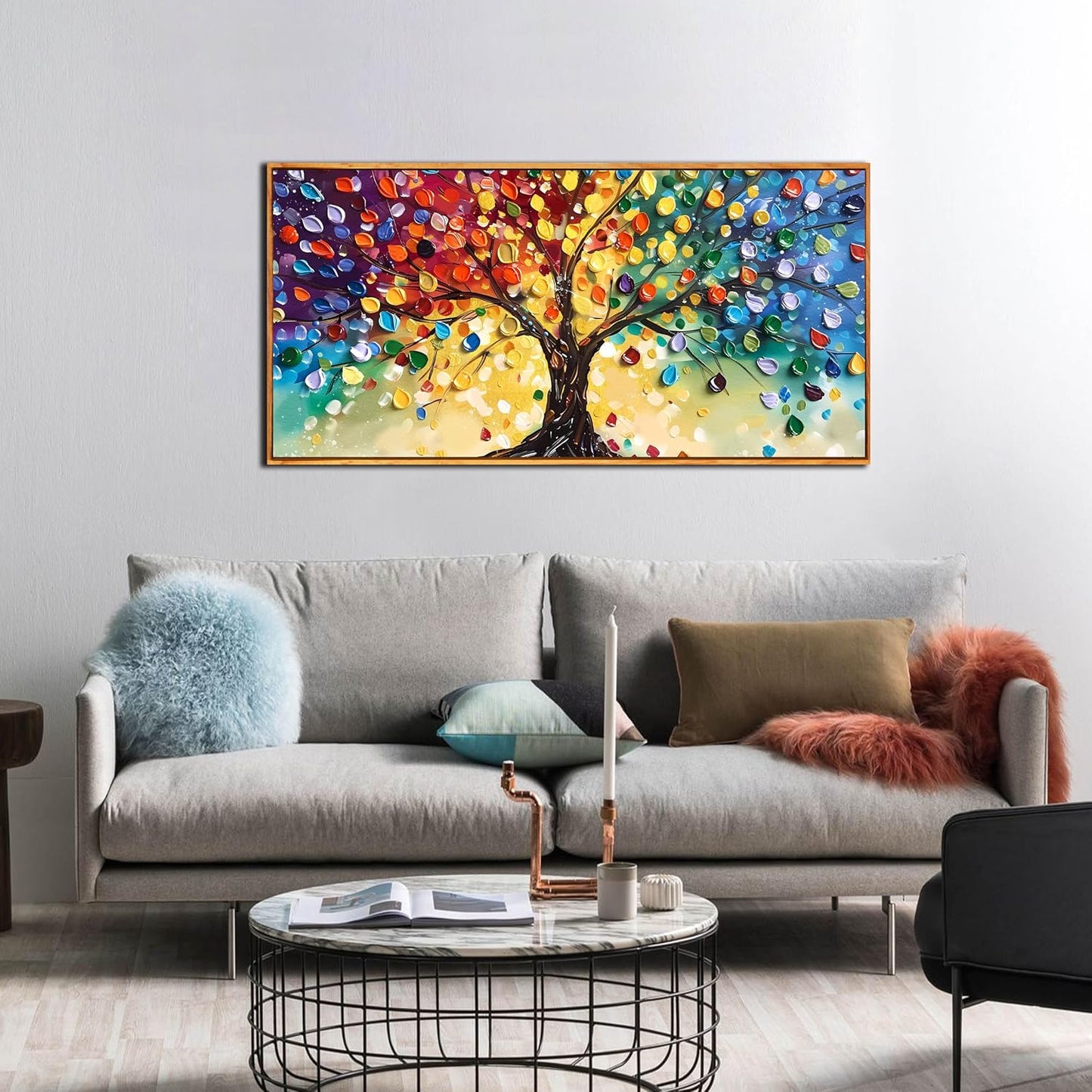 ZHAOSHOP Colorful Tree Wall Art for Living Room - Abstract Canvas Wall Art for Office - Framed Modern Wall Art for Bedroom Size 20" x 40"