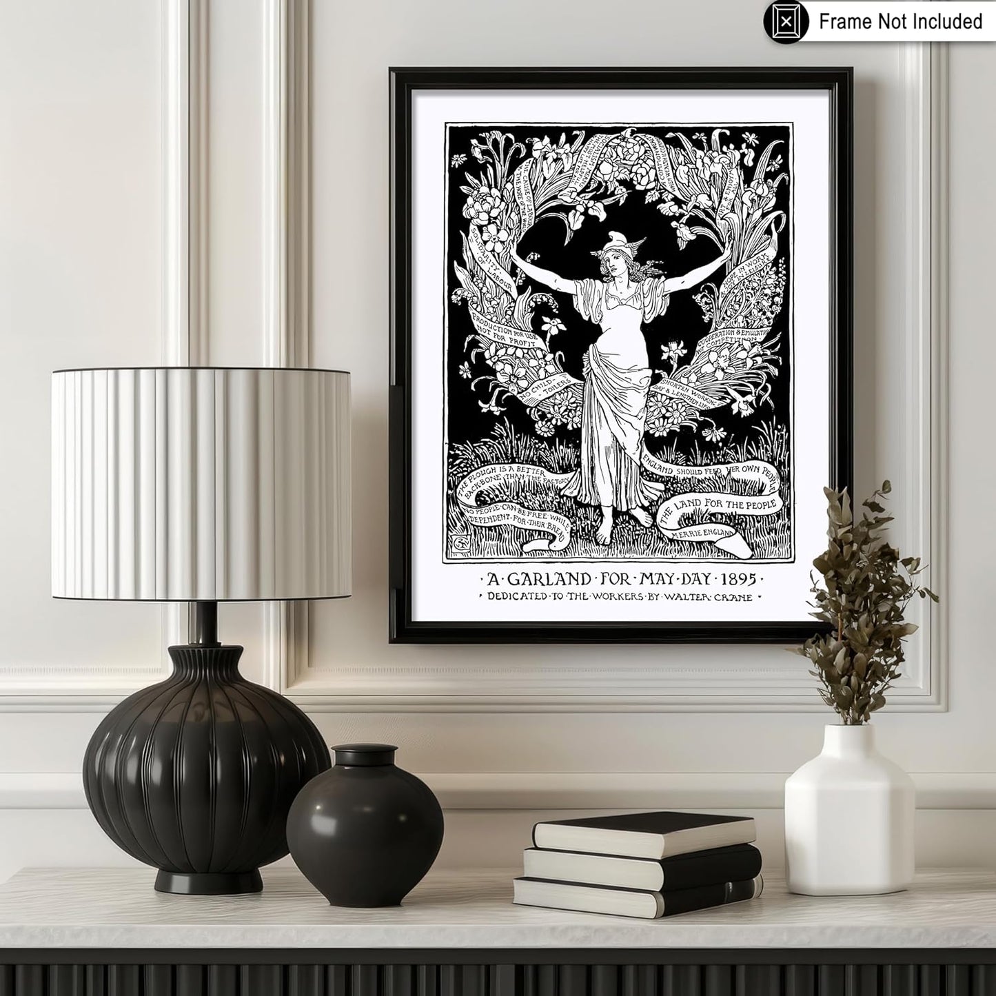 Poster Master Vintage Walter Crane Poster - Retro A Garland for May Day Print - Socialist Art - Gift for Him, Her, Men, Women - Wall Decor for Home, Office, Living Room - 11x14 UNFRAMED Wall Art
