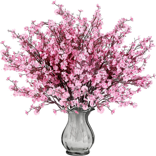 Sggvecsy 10 Pcs Babys Breath Artificial Flowers Gypsophila Bouquets Bulk Real Touch Fake Silk Flowers for Home Wedding DIY Floral Arrangement Kitchen Table Centerpiece Festival Decoration (Pink)