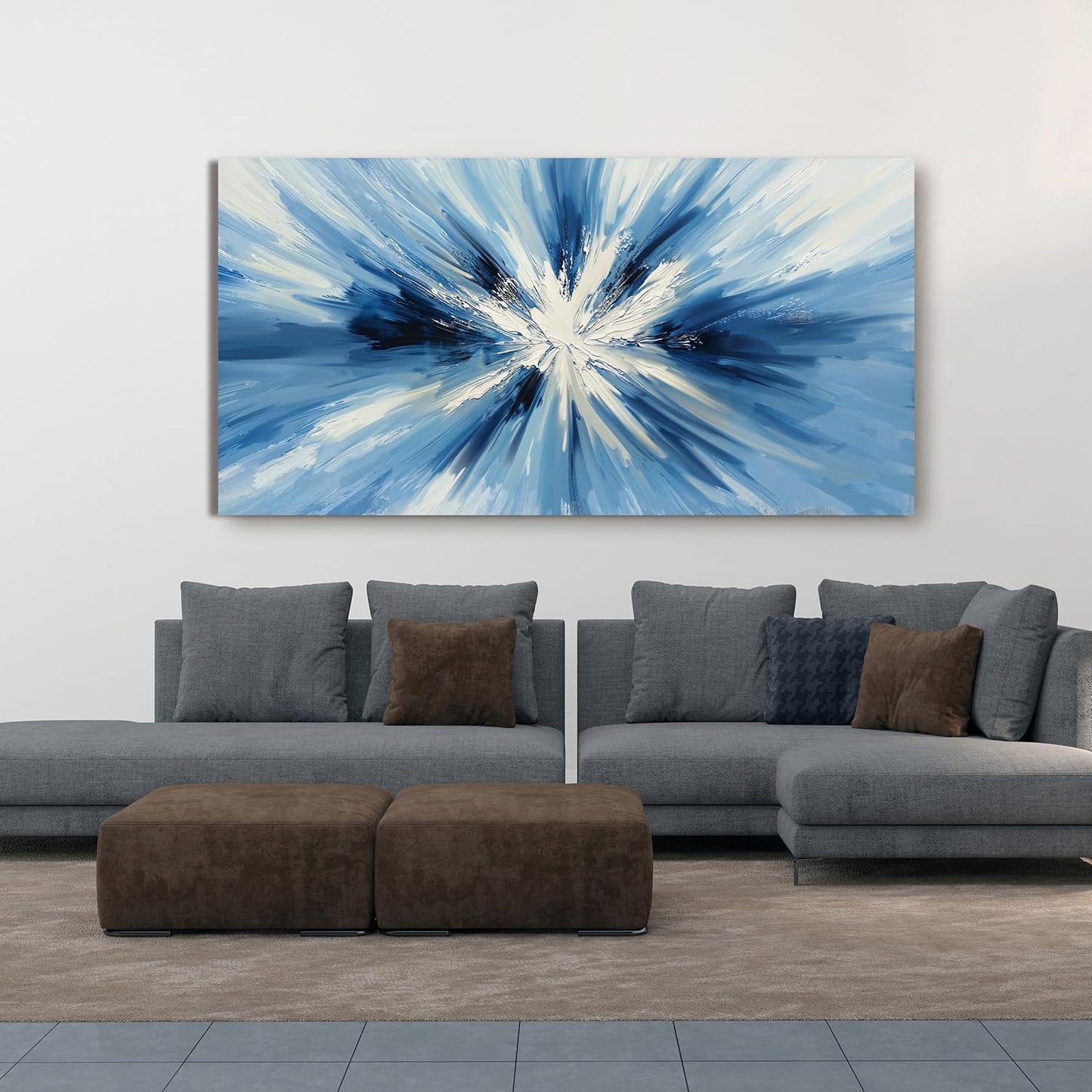 Canvas Wall Art Decor Wall Pictures for Living Room Abstract Canvas Art Wall Decor Large Blue White Wall Art Prints Modern Minimalist Wall Art Decorations Bedroom Home Aesthetic Wall Art Decor 24"X48"
