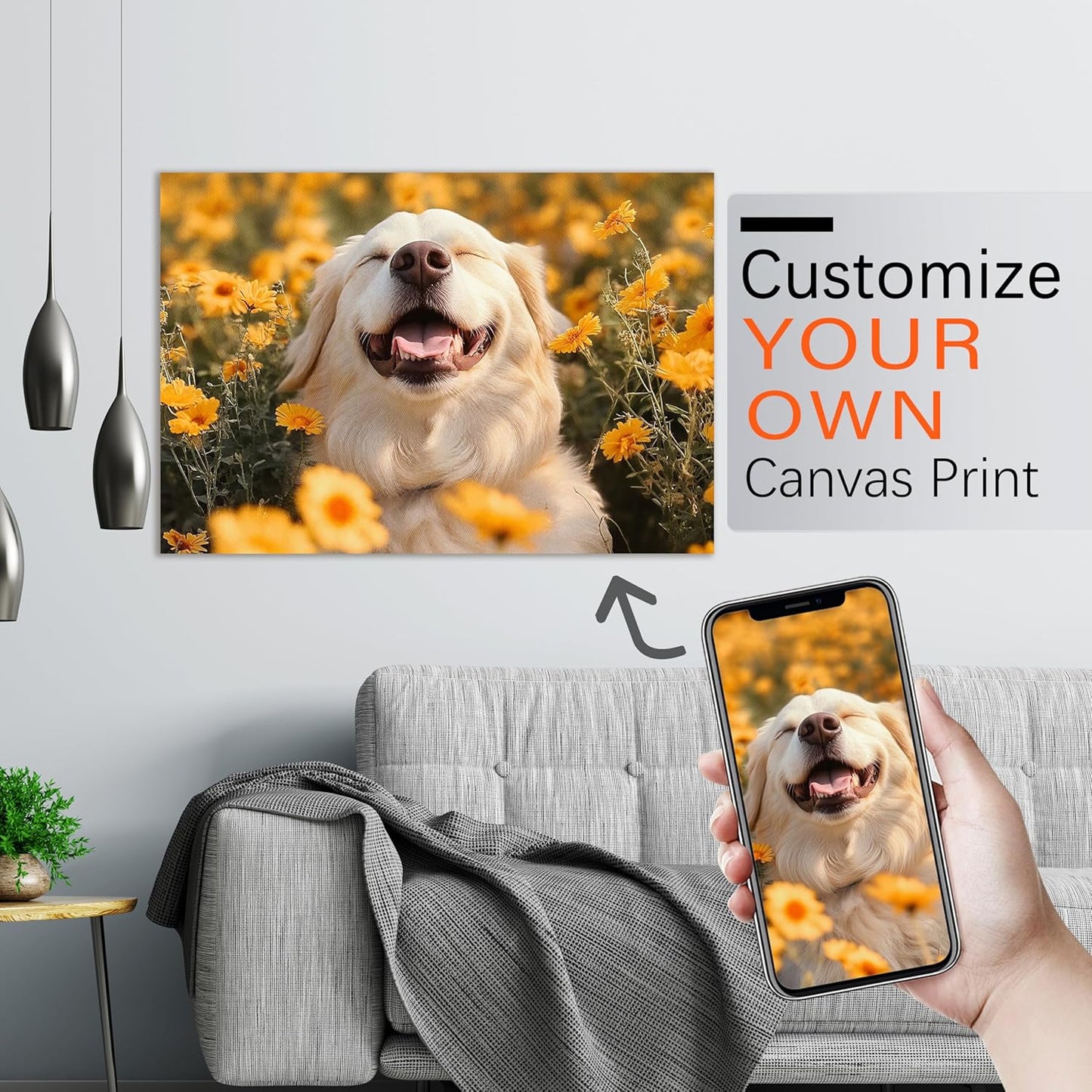 Ship Next Day - Custom Canvas Prints with Your Photos, Personalized Canvas with Pictures Print for Wall Art Bedroom, Customized Photo Gifts for Couple Men Women Mom Baby Dog Family - 12"W x 8"L