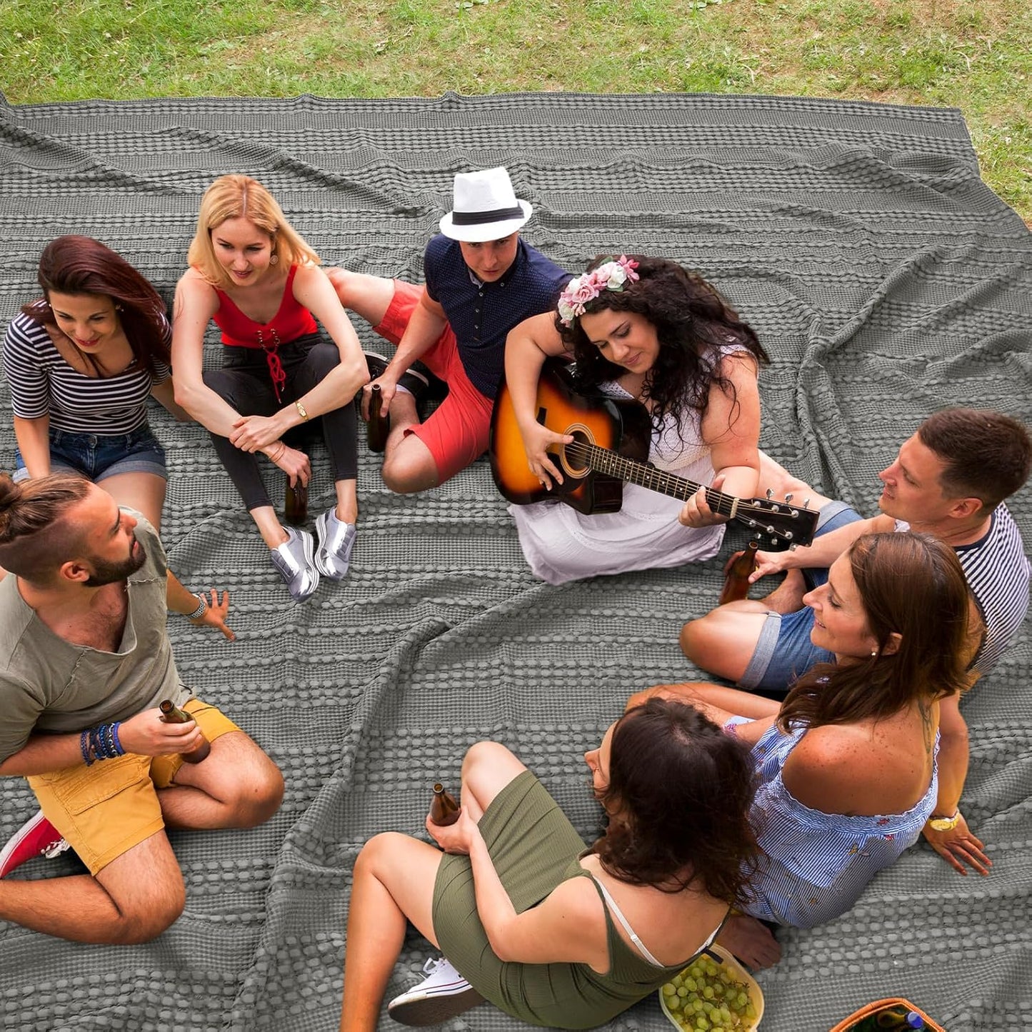 PHF 100% Cotton Waffle Blanket Oversized King 120"x120", Lightweight Breathable Extra Large 10'x10' Summer Blankets for Bed, Giant Big Luxury Aesthetic Woven Bedding for Home Decor, Dark Grey