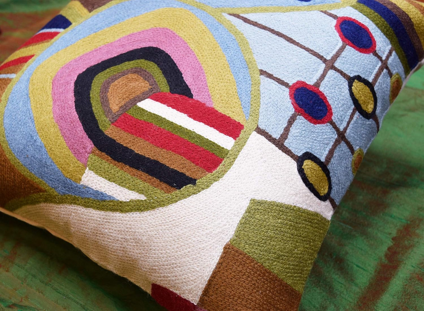 Hundertwasser Modern Pillow Cover Contemporary Pillowcase Outdoor Abstract Couch Accent Throw Pillowsham Mid Century Chair Cushions Handmade Wool Size 18x18