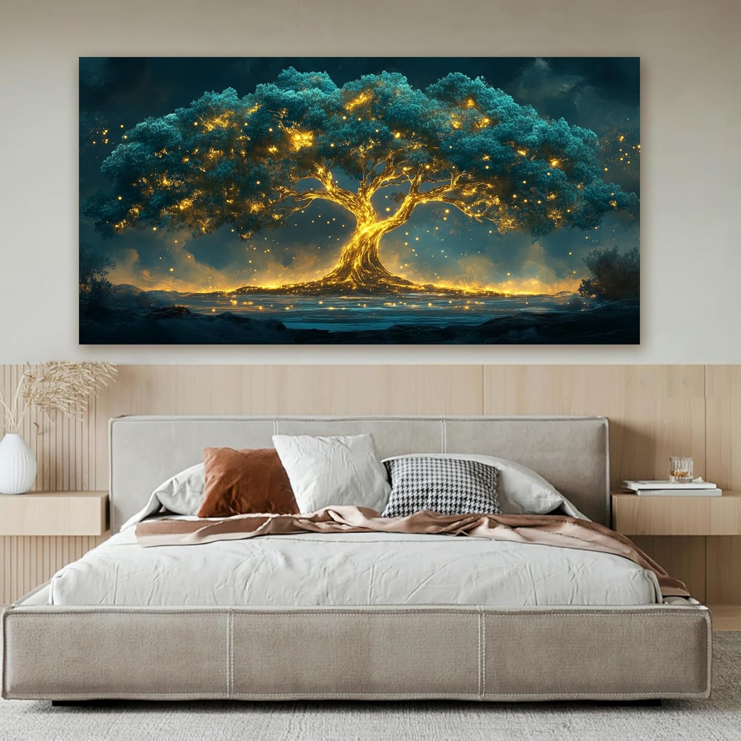 Canvas Wall Art Decor Artwork for Walls Green Wall Art Decor Large Tree of Life Wall Art for Living Room Wall Art Paintings Prints Gold Tree Wall Decor Art Art Work for Home Office Wall Decor 29"X58"