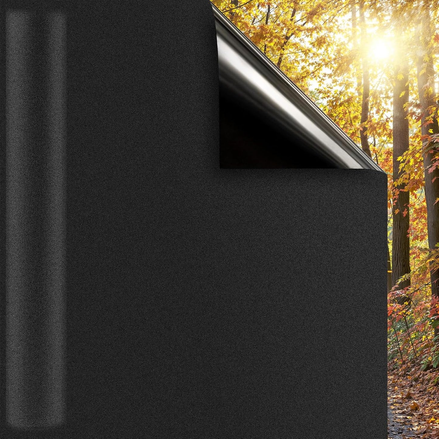 DUOFIRE Blackout Window Film Completely Light Blocking Privacy Window Film Room Darkening Frosted Tint Films for Day Sleep, Non Adhesive Static Cling Films DT-C009 (23.6 x 157.5 Inch)