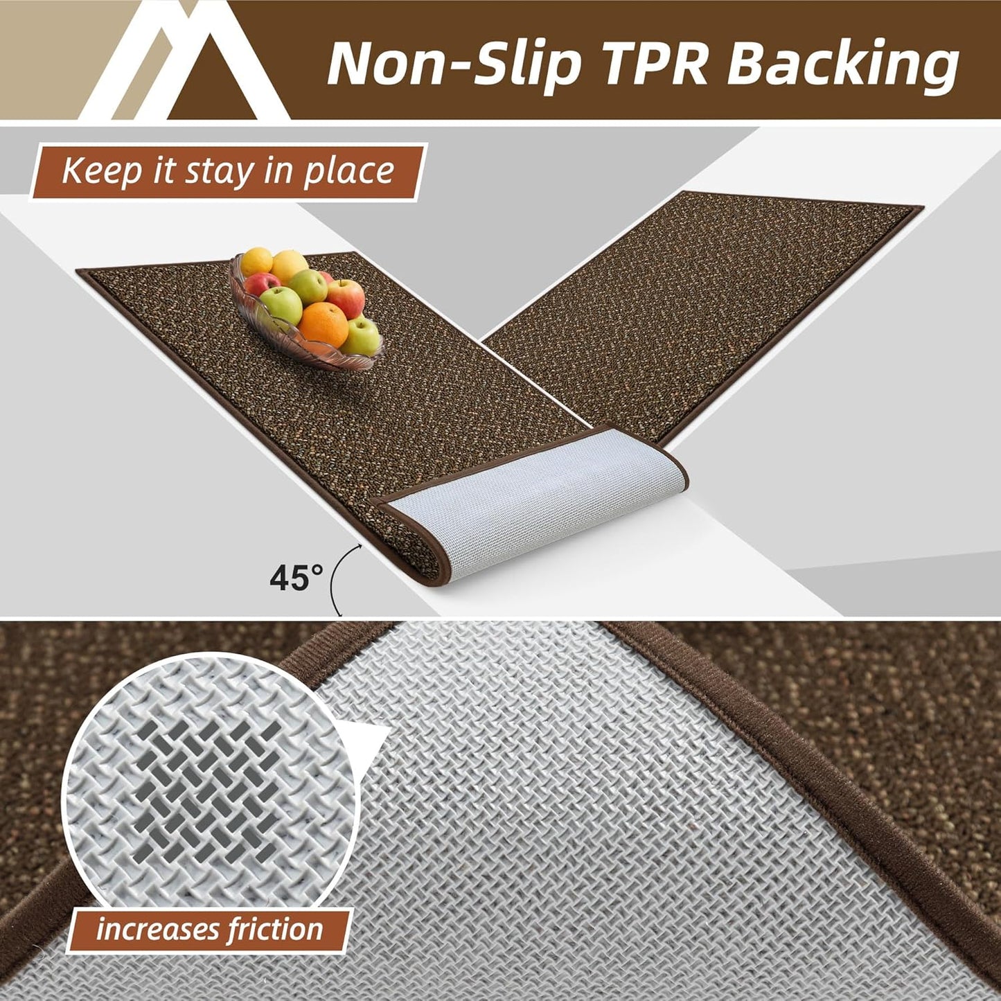 COSY HOMEER-Door-Mat 32"x48" Non Slip Absorbent Entryway Rugs Dirt Trapper Doormats Washable Entrance Mats Low Pile Welcome Floor Mat for Front Back Door and Entry Mats,Brown