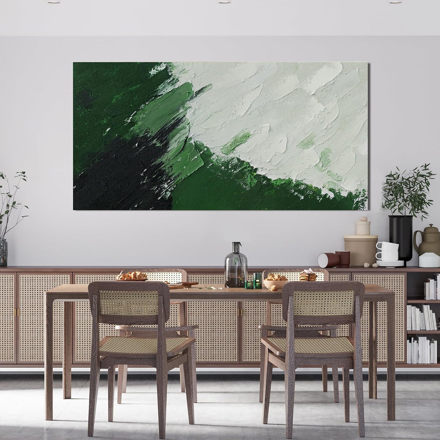 Canvas Wall Art Decor Large Green Abstract Wall Art Prints Wall Art Pictures for Living Room Canvas Art Wall Decor Modern White Wall Art Abstract Artwork for Walls Bedroom Office Decor 24" X 48"