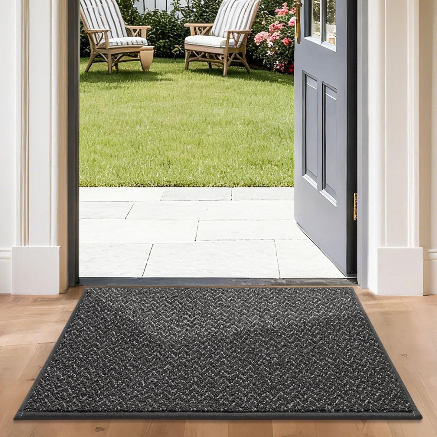 COSY HOMEER-Door-Mat 24"x36" Non Slip Absorbent Entryway Rugs Dirt Trapper Doormats Washable Entrance Mats Low Pile Welcome Floor Mat for Front Back Door and Entry Mats,Dark Grey