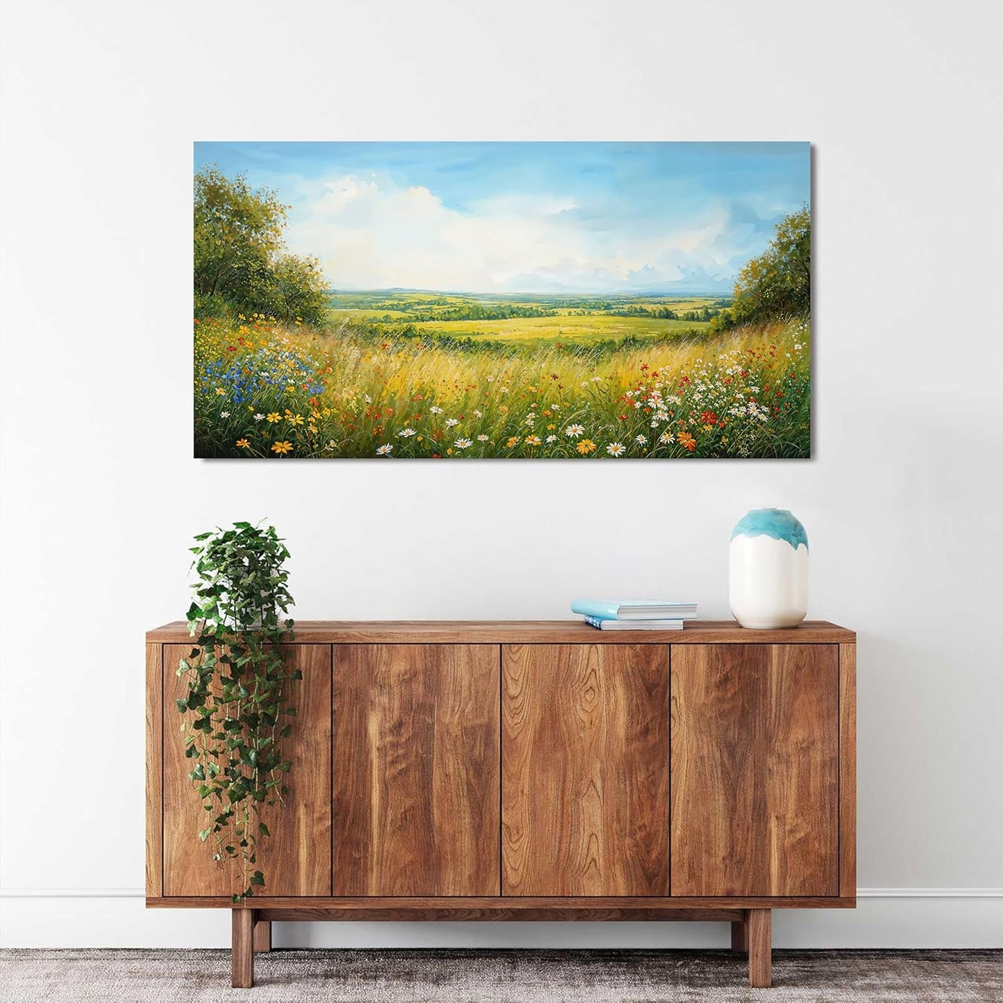 Canvas Wall Art Decor Modern Landscape Wall Art For Living Room Green Botanical Wall Art Artwork For Wall Green Floral Wall Decor Canvas Prints Art Work For Home Kitchen Office Decor 20" X 40"