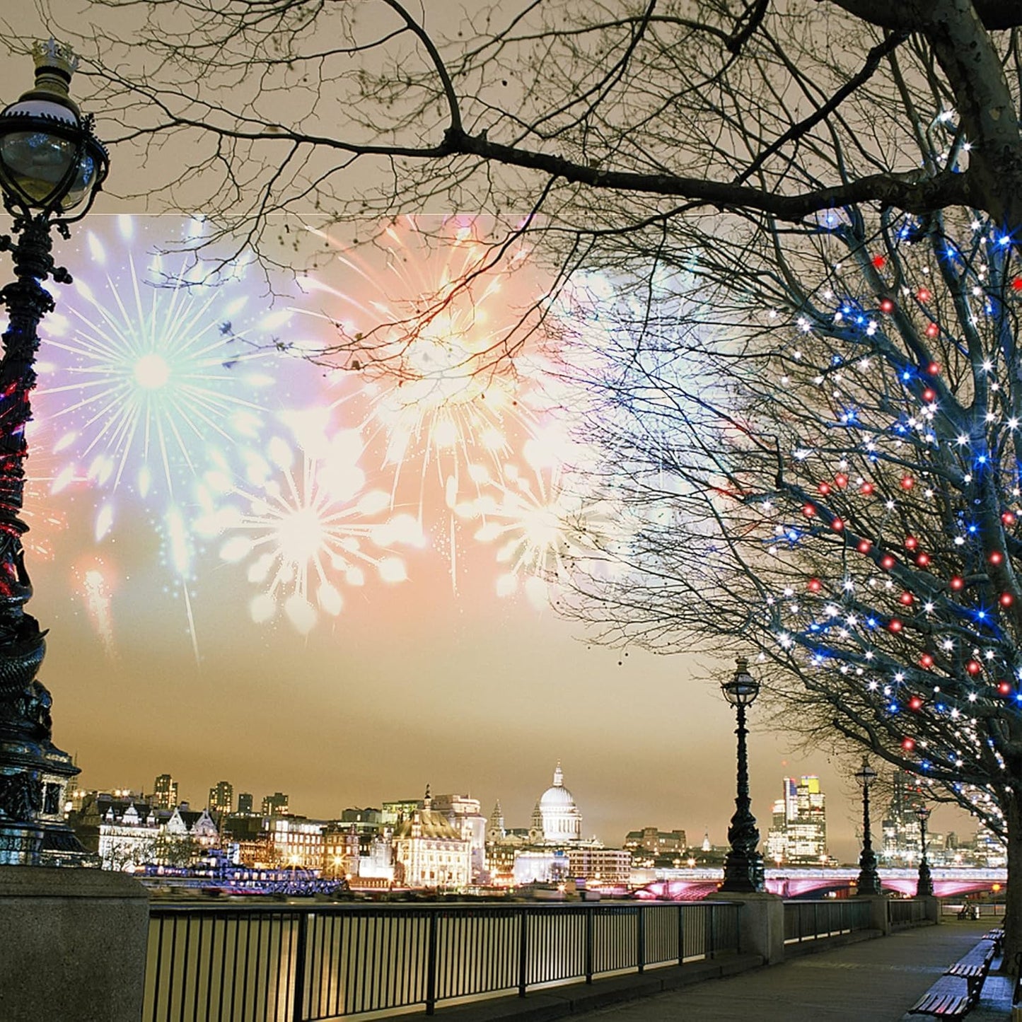 HOME LIGHTING 200 LED 66FT Fairy String Lights, July 4th Patriotic Light with 8 Lighting Modes, Mini Lights Plug in for Indoor Outdoor Independence Day Tree Holiday Party Decor, Red Blue & White