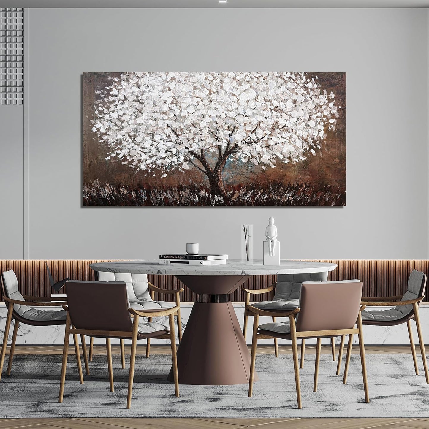 Canvas Wall Art Decor Artwork for Walls Black and White Wall Art Decor for Living Room Tree of Life Wall Art Vintage Tree Flower Wall Decor Art Paintings Prints for Room Home Office Wall Decor 24"X48"