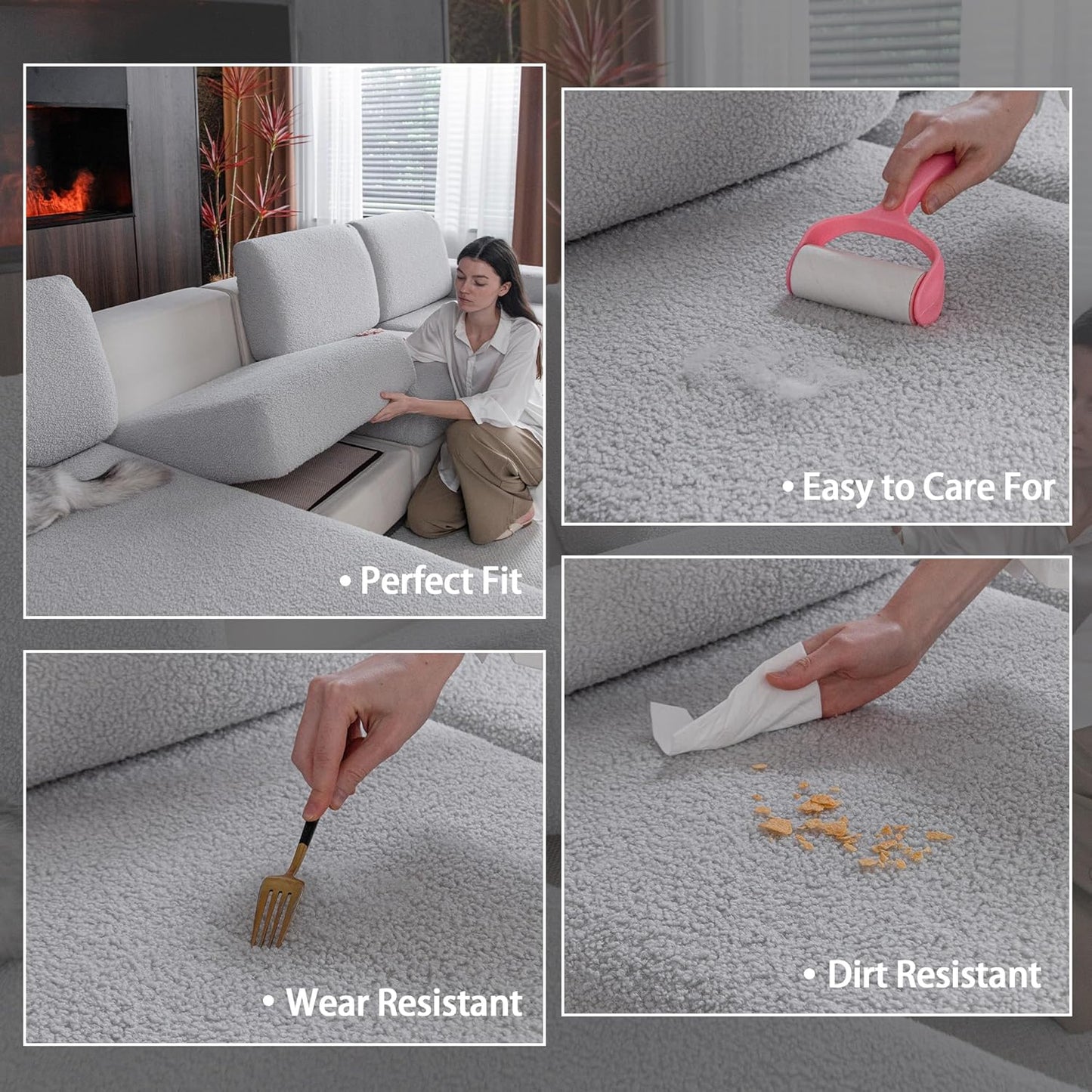 Couch Cushion Covers for Sectional Sofa, Stretch Soft Sofa Slipcovers Washable Wear-Resistant Universal Furniture Protector for Living Room(1 Piece Oversized Cover, Light Gray)